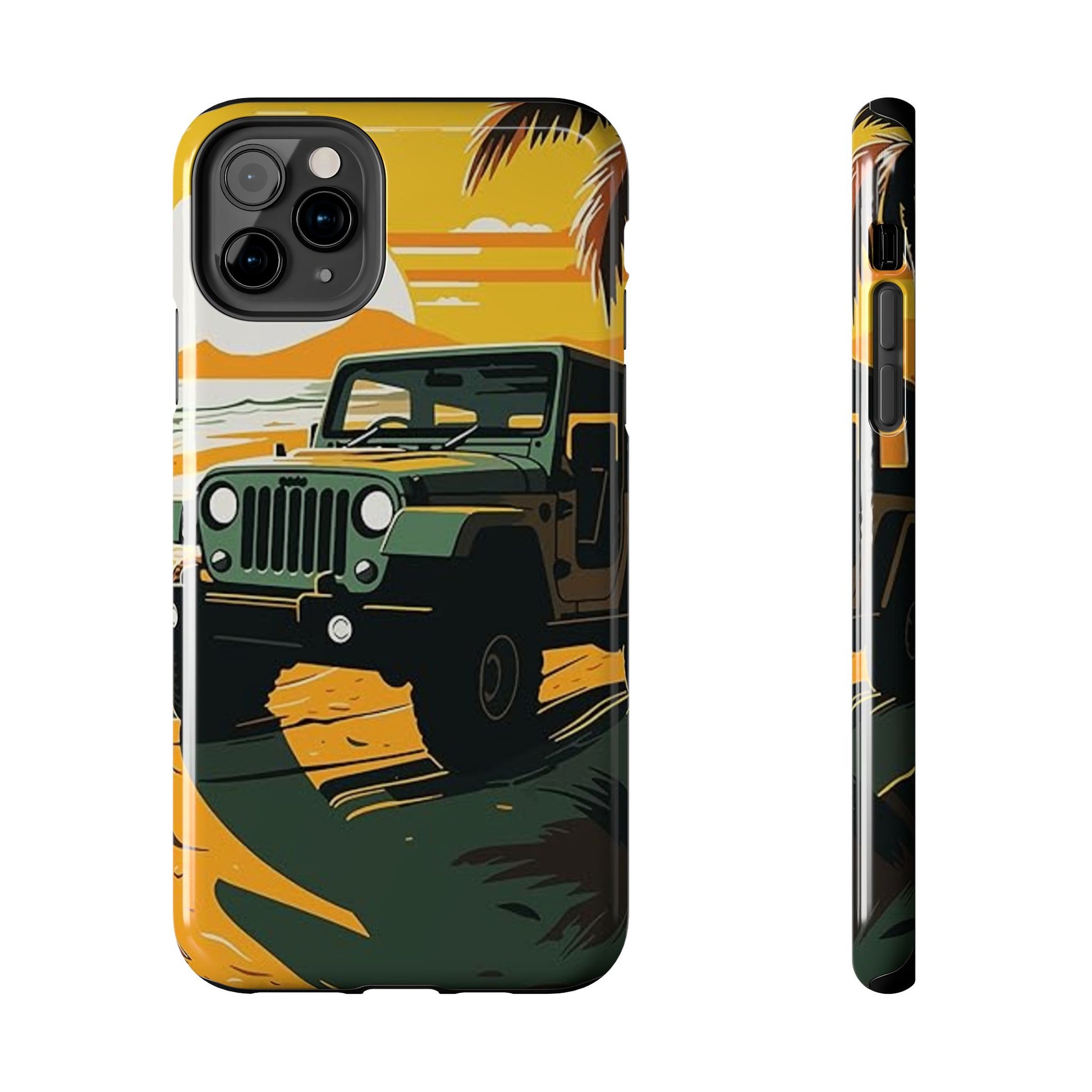 Jeep on Beach Artistic Tough Phone Cases for Iphones & Samsung Phones Durable
