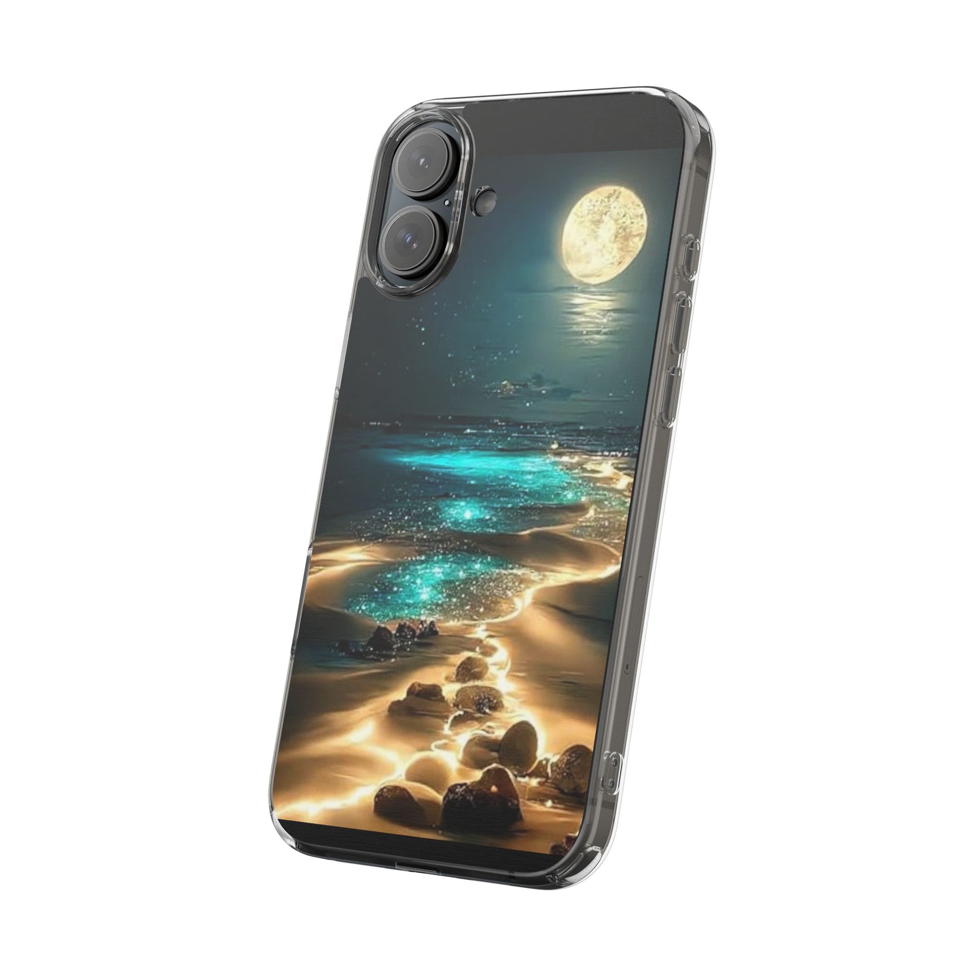 Neon Moonlight on the Beach Iphone, Samsung case
