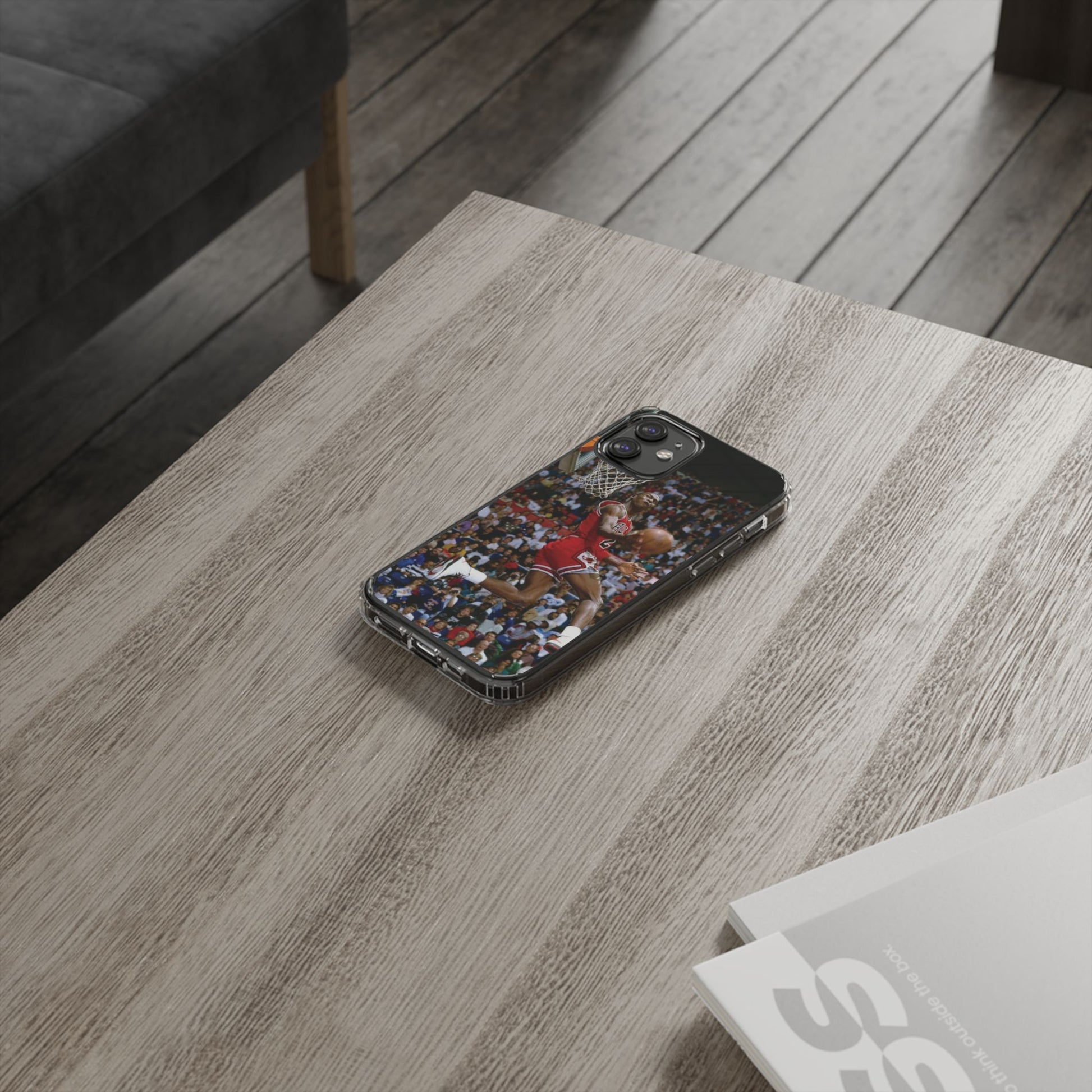 Vintage Jordan Dunk themed Basketball Inspired design Clear Phone Cases