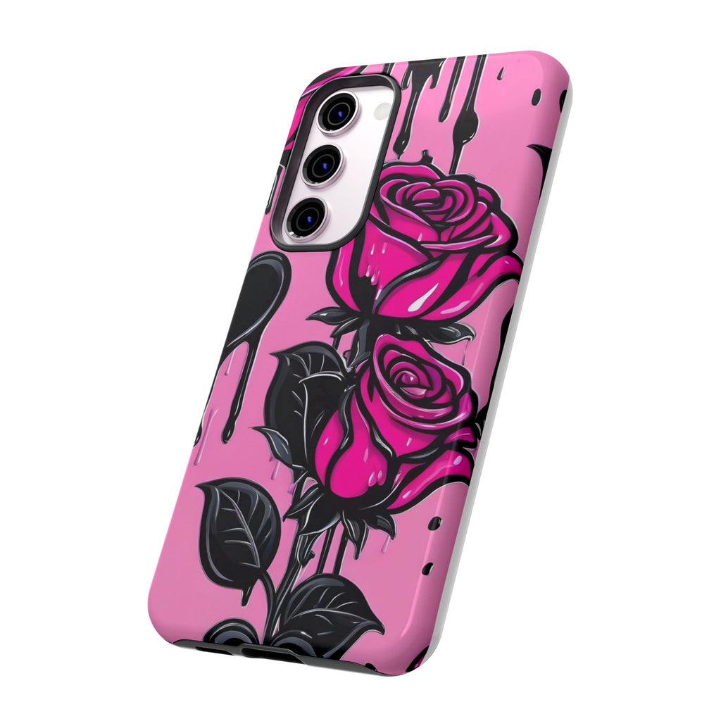 Pink Rose Tough Girly Cases for iPhones, Samsung, and Pixel
