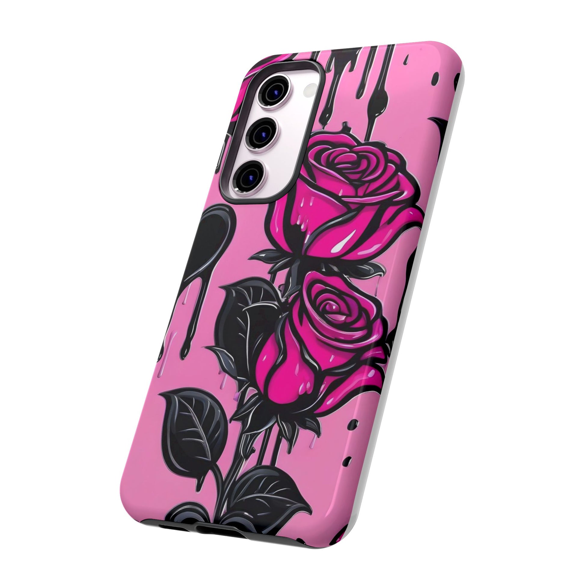 Pink Rose Tough Girly Cases for iPhones, Samsung, and Pixel