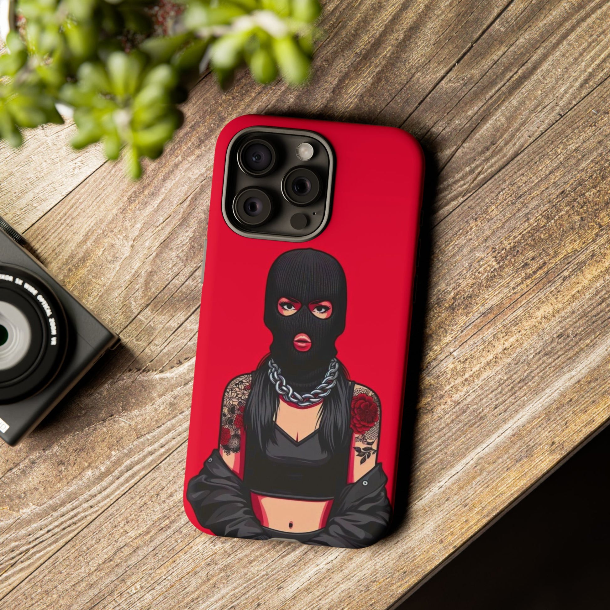 Thug Girl Red Design Tough Cases for iPhones, Samsung, and Pixel