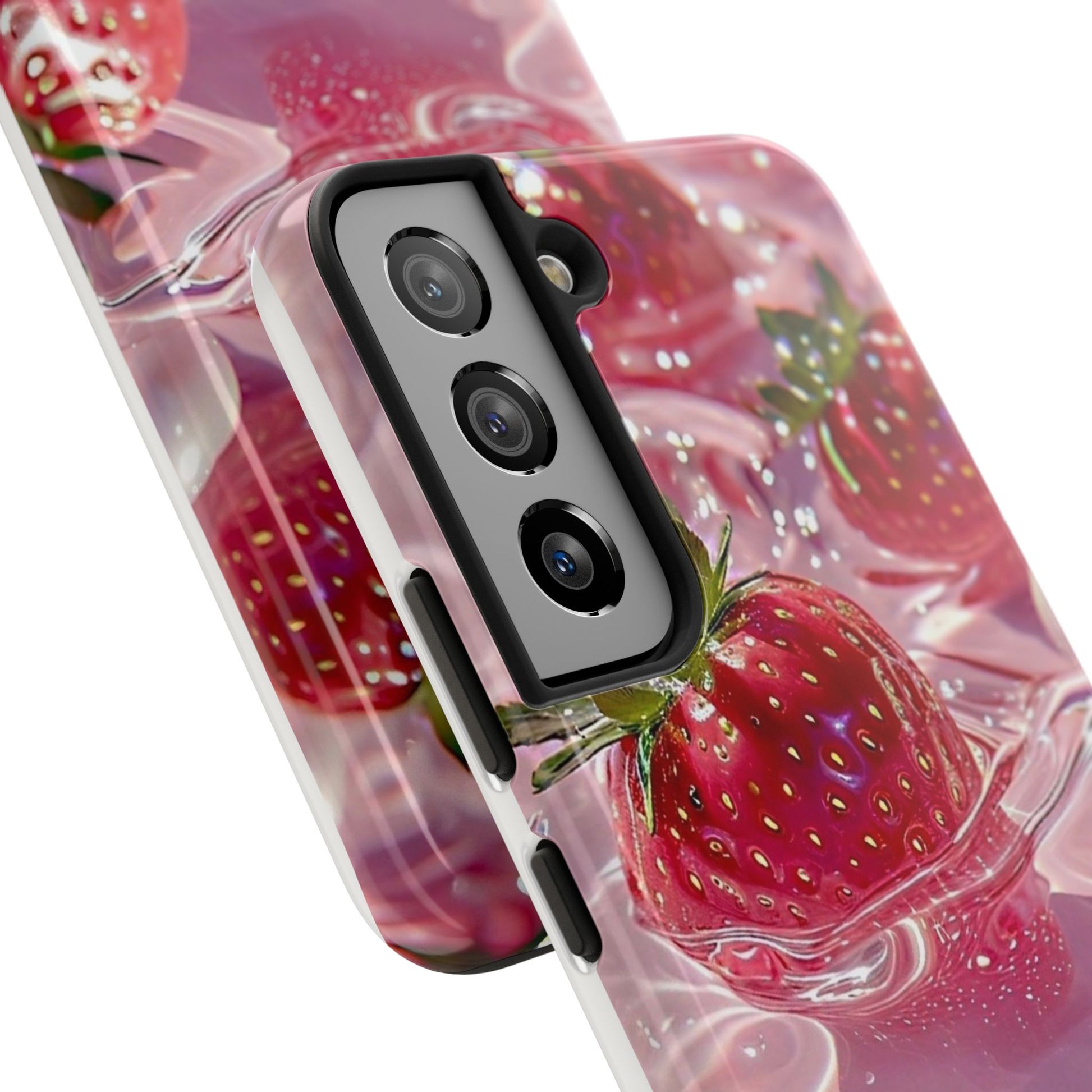 Floating Strawberries Themed Tough Phone Cases for Iphones & Samsung Phones
