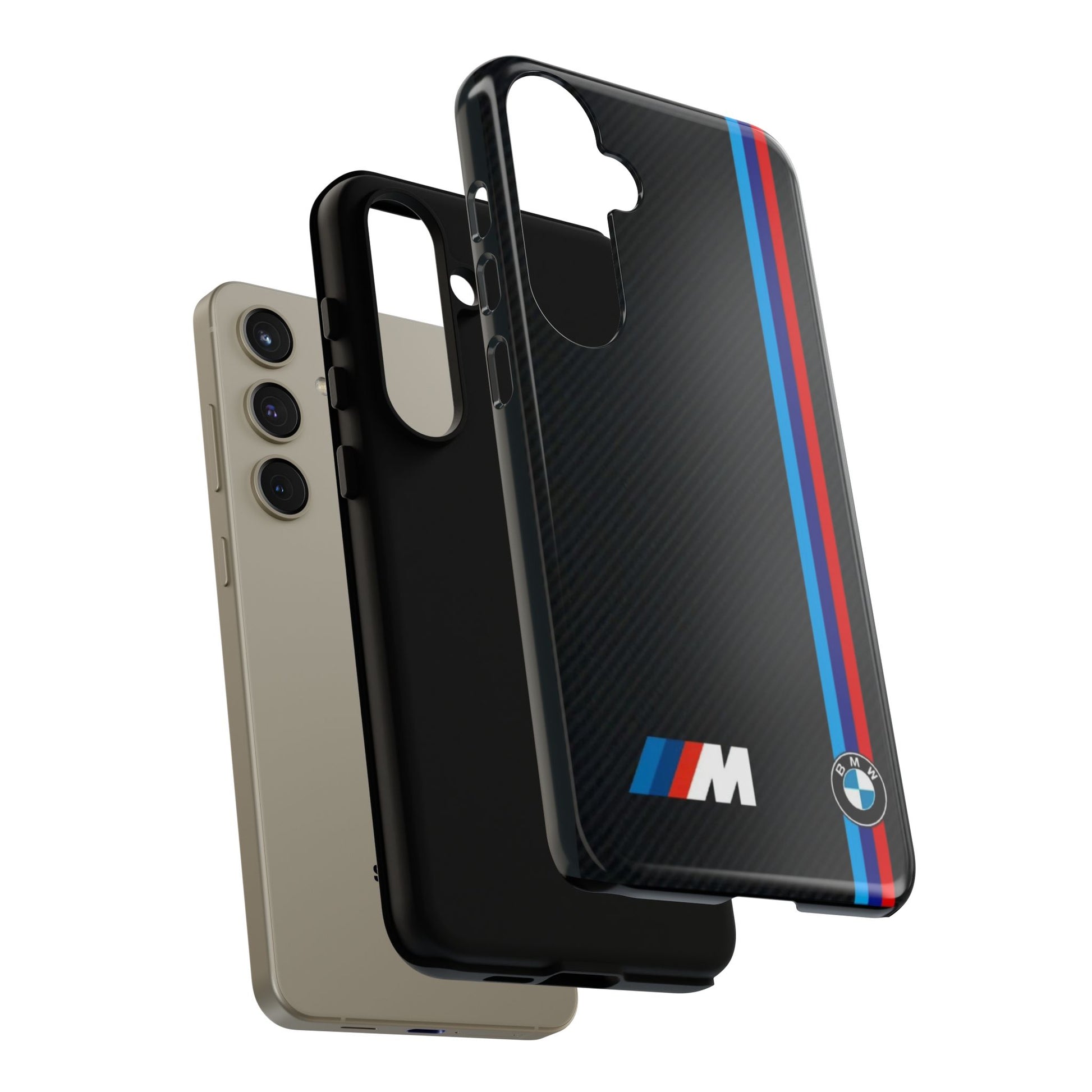 BMW M Stripes Carbon Fiber Design Tough Cases for iPhones, Samsung, and Pixel
