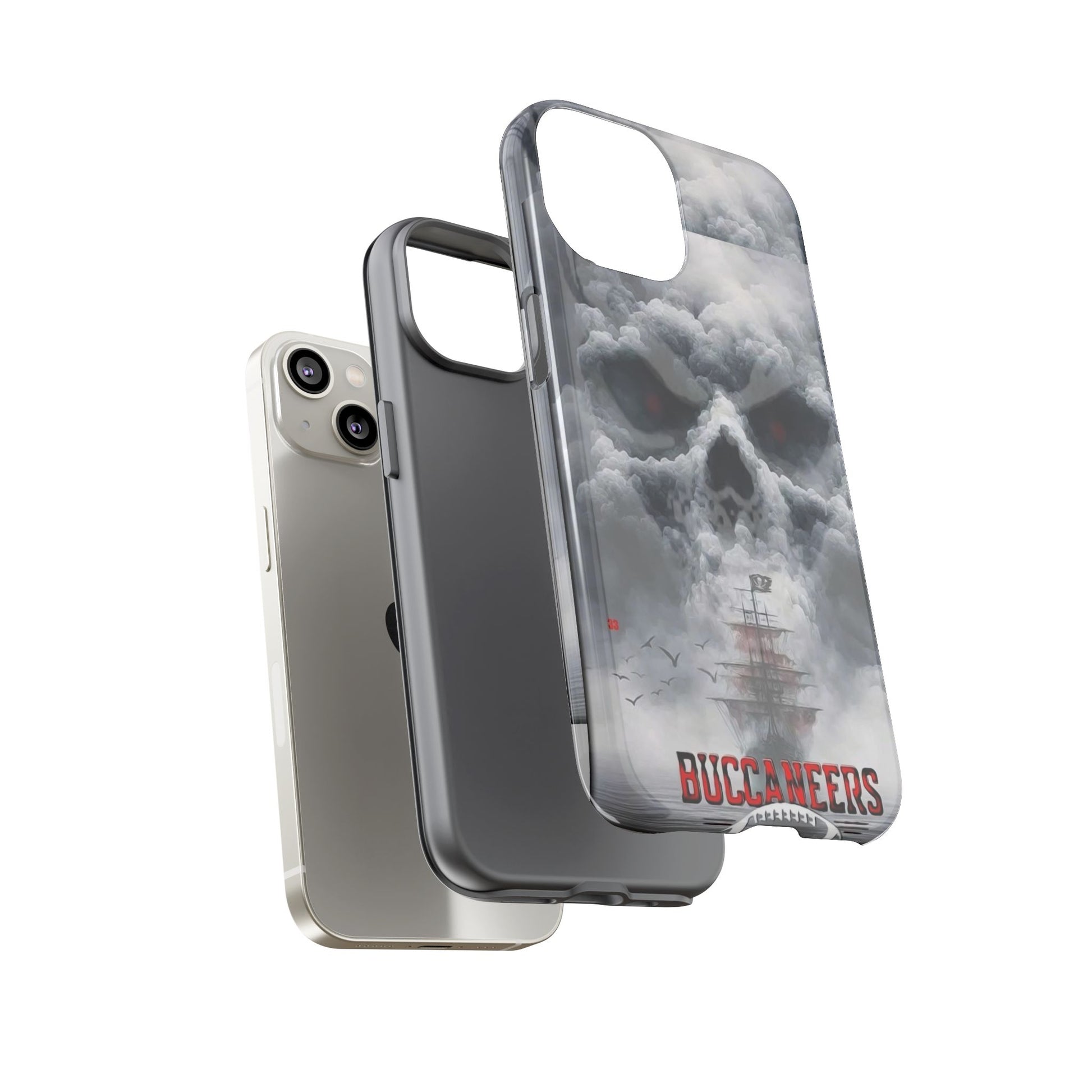 Skull Pirate Ship Football Buccaneers Tough Cases for iPhones, Samsung, and Pixel