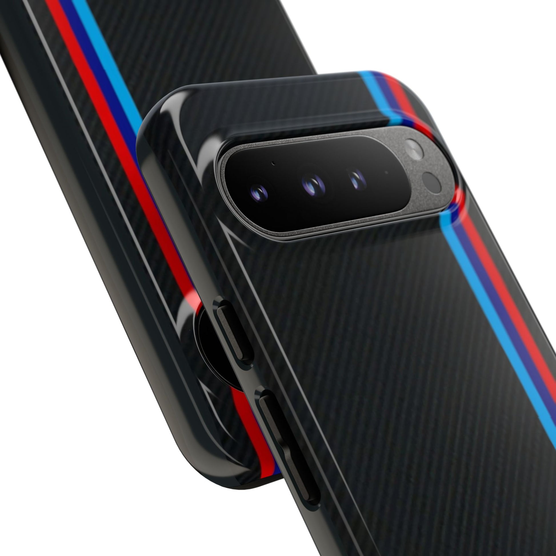 BMW M Stripes Carbon Fiber Design Tough Cases for iPhones, Samsung, and Pixel