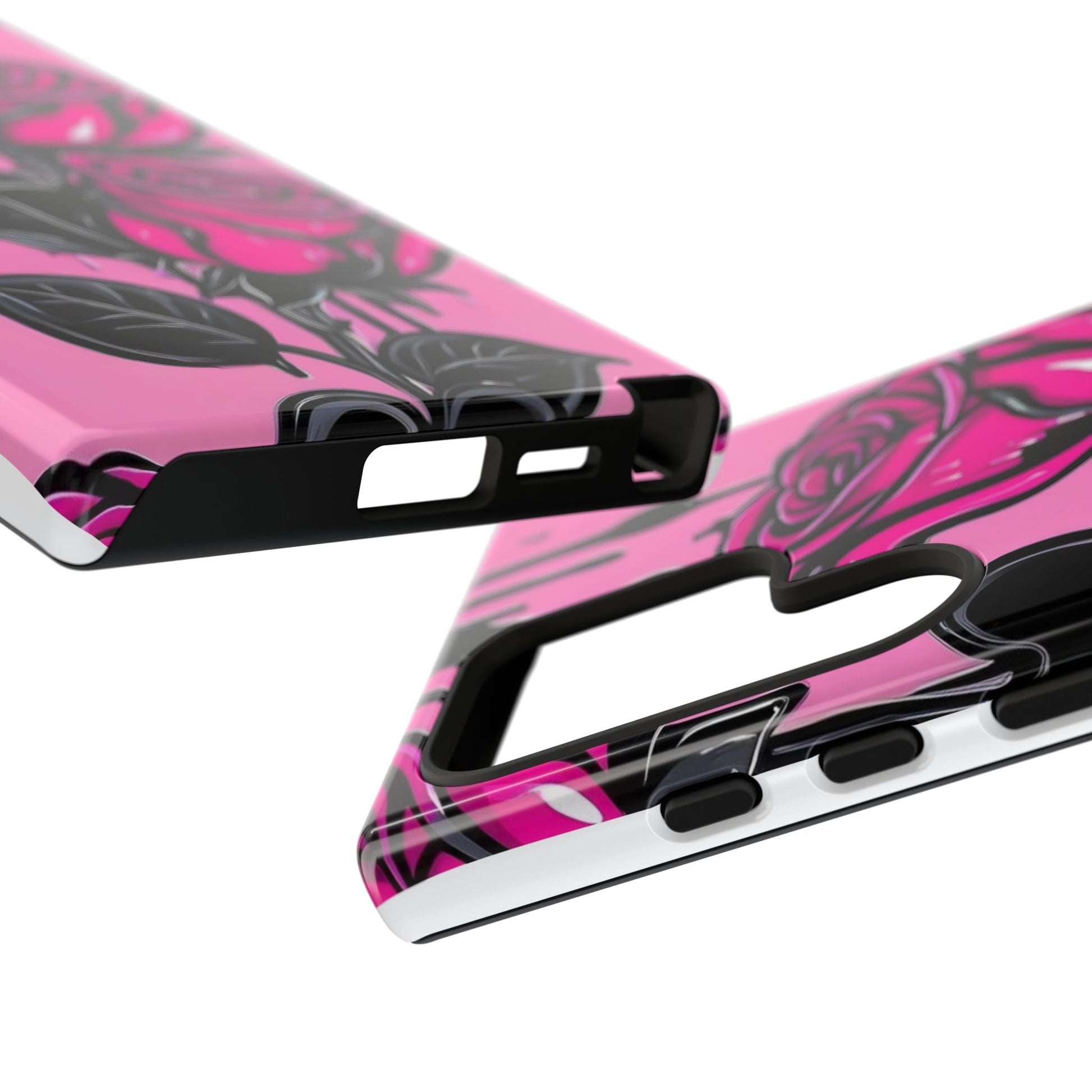 Pink Rose Tough Girly Cases for iPhones, Samsung, and Pixel