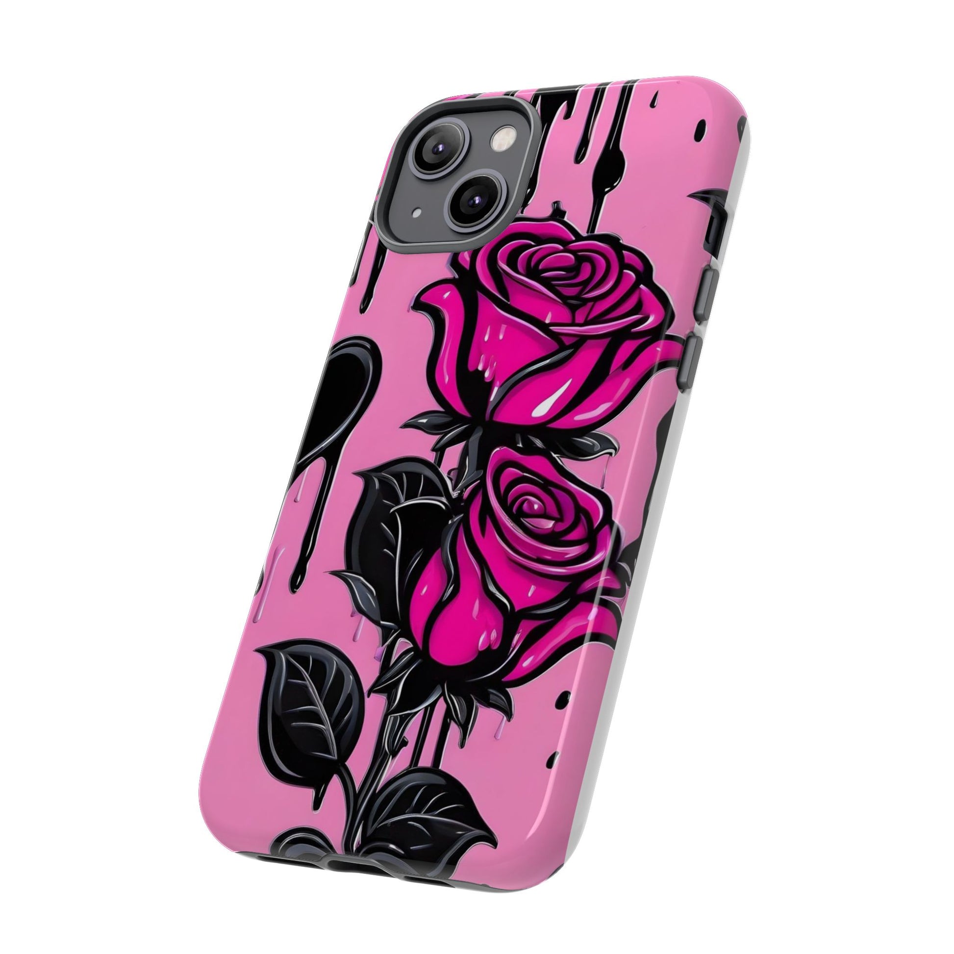 Pink Rose Tough Girly Cases for iPhones, Samsung, and Pixel