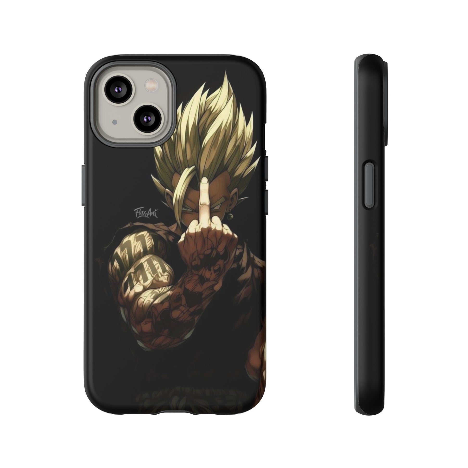 Middle Finger SS Goku Dragon Ball Z Tough Cases for iPhones, Samsung, and Pixel