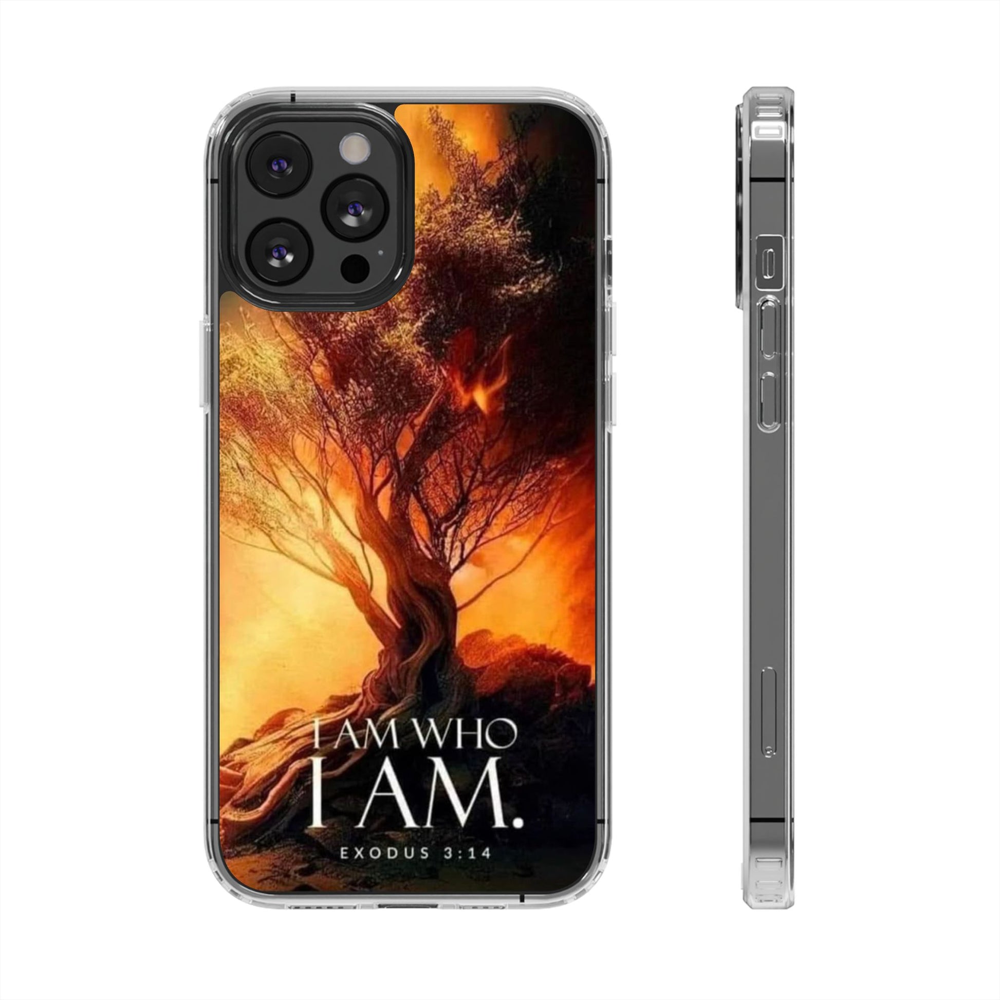 Phone Case, I Am Who I Am Bible Verse Clear Case for Iphone Samsung, Religious