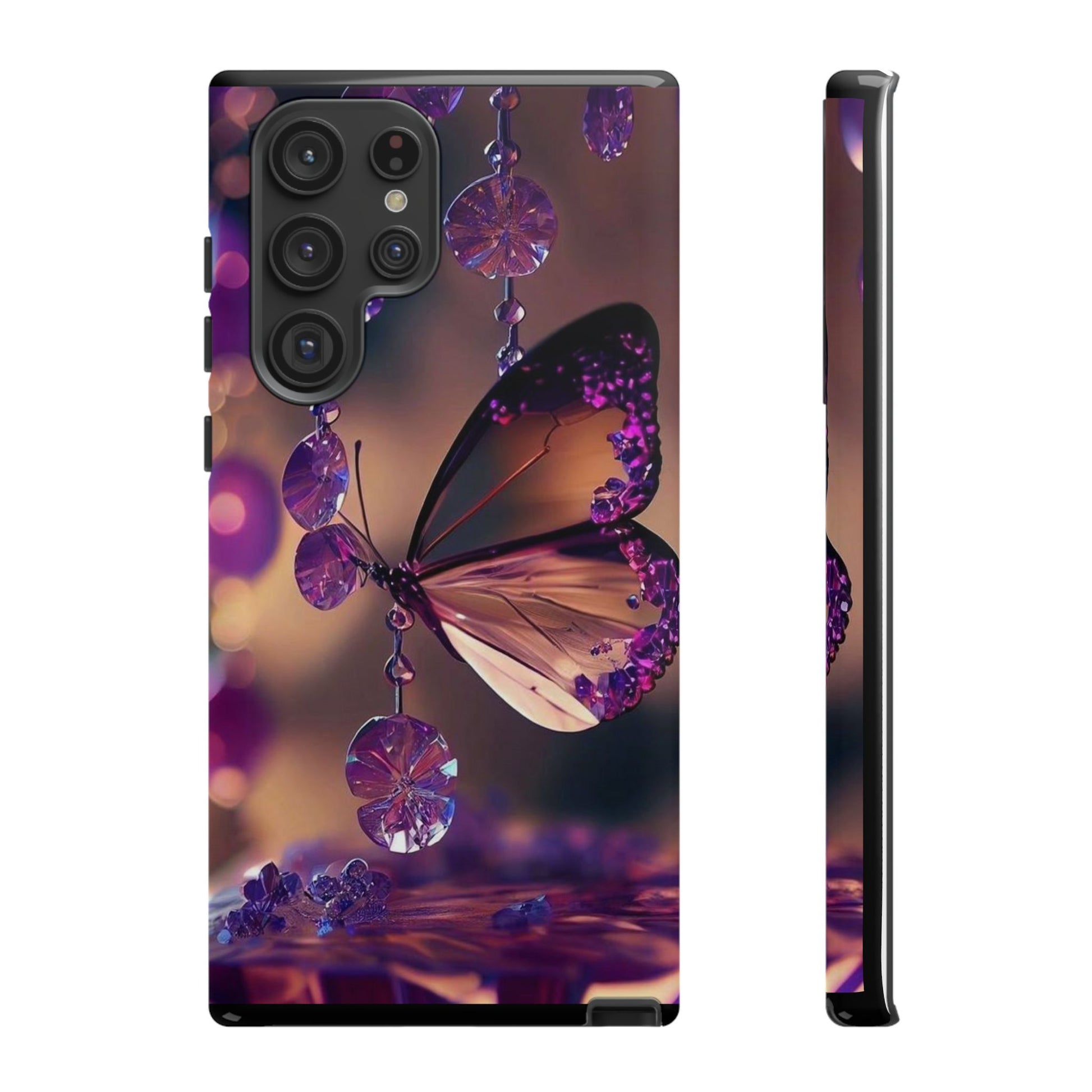 Purple Butterfly Tough Cases for iPhones, Samsung, and Pixel