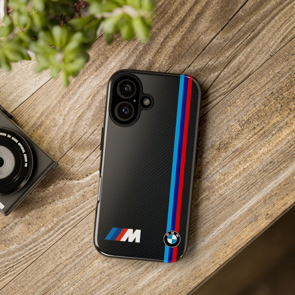 BMW M Stripes Carbon Fiber Design Tough Cases for iPhones, Samsung, and Pixel