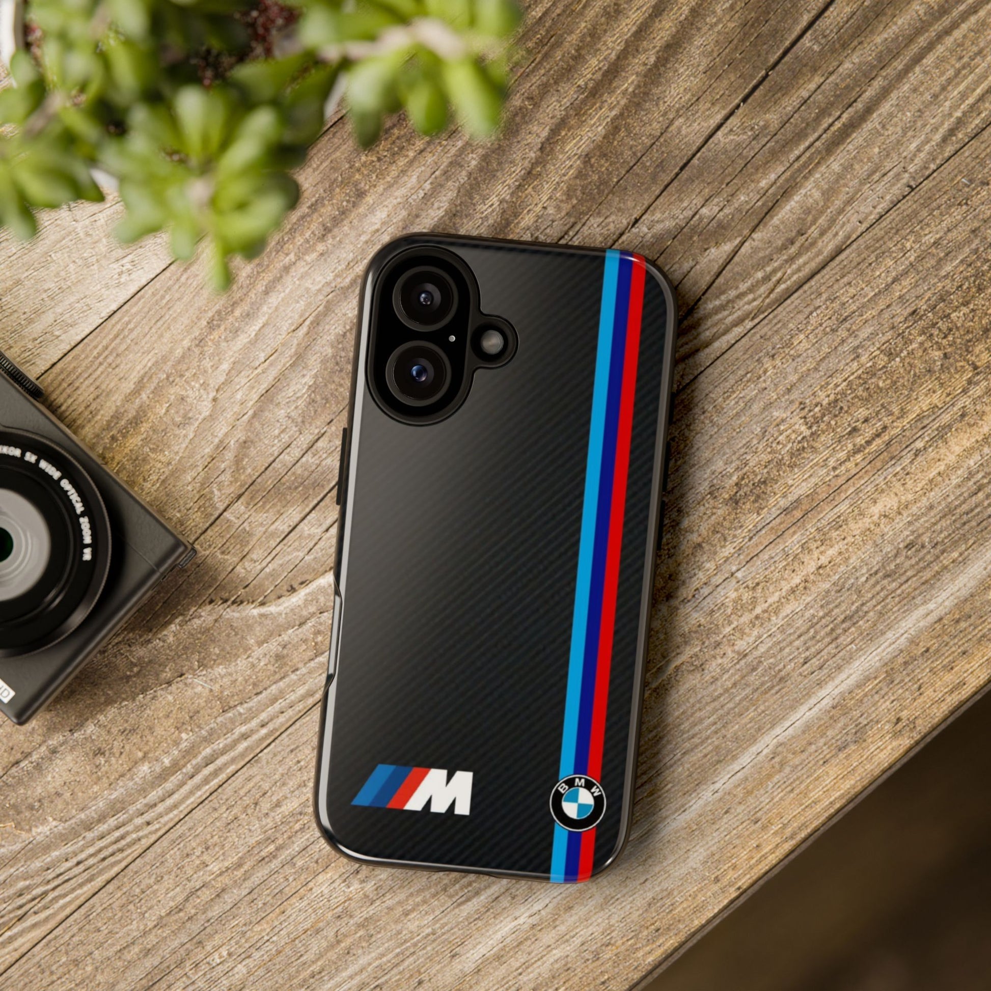 BMW M Stripes Carbon Fiber Design Tough Cases for iPhones, Samsung, and Pixel