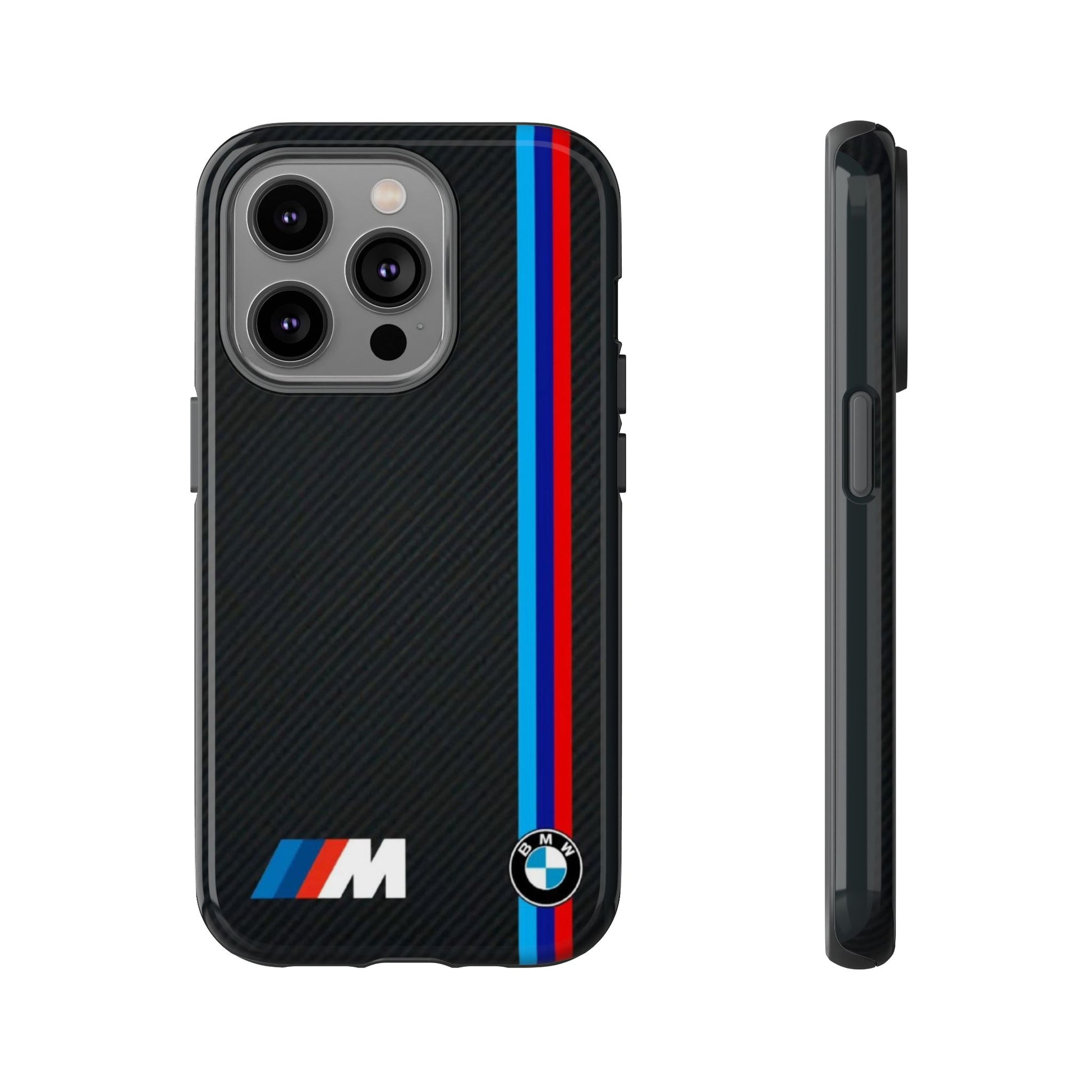 BMW M Stripes Carbon Fiber Design Tough Cases for iPhones, Samsung, and Pixel