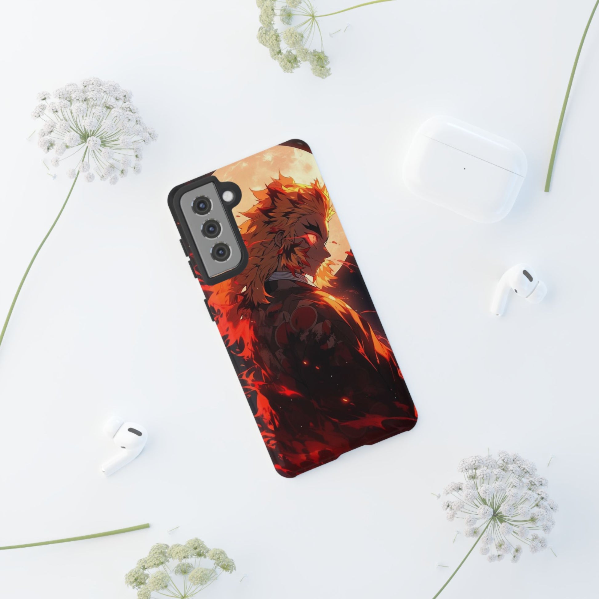 Demon Sl;ayer Rengoku Anime Phone Case, Tough Cases for iPhones, Samsung, and Pixel
