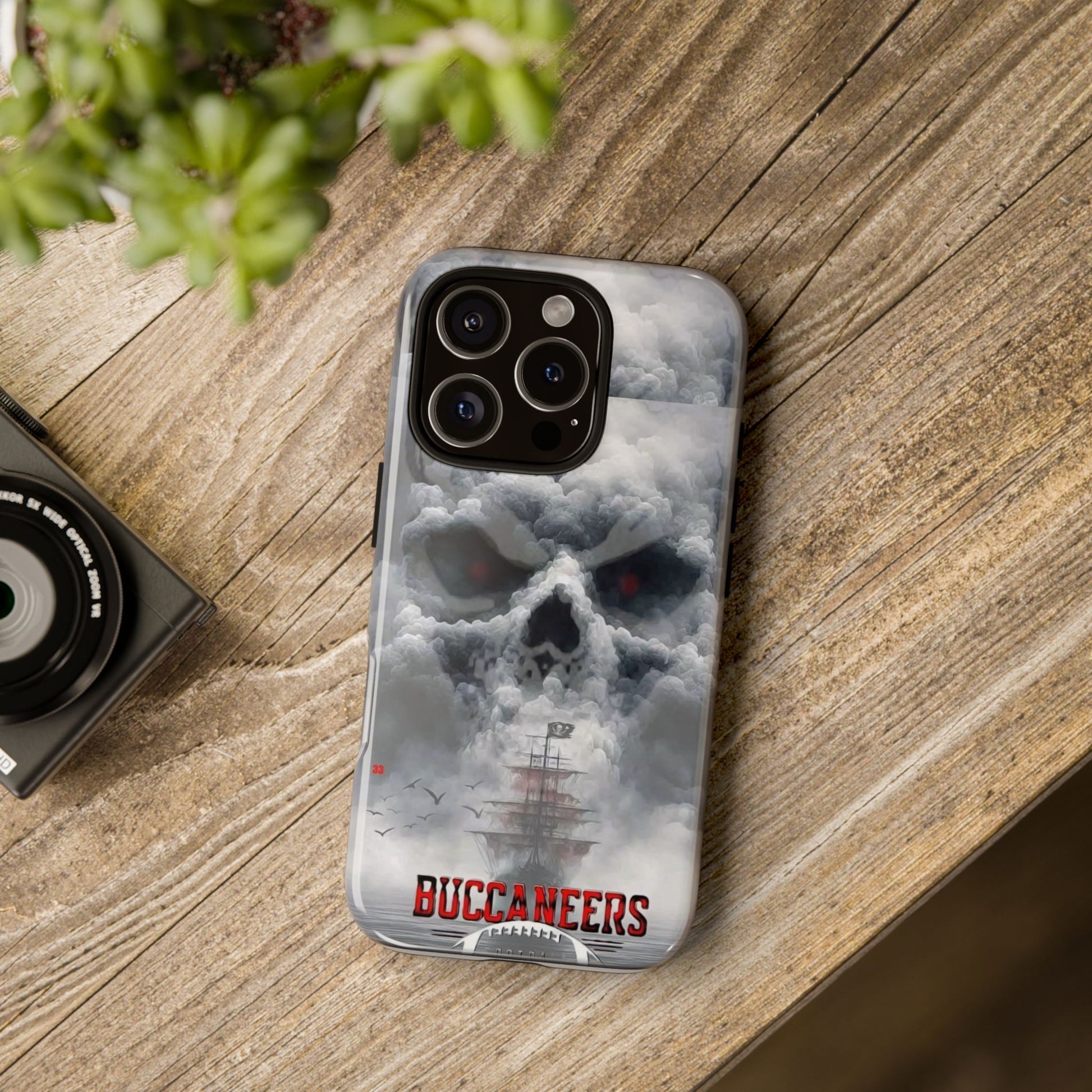Skull Pirate Ship Football Buccaneers Tough Cases for iPhones, Samsung, and Pixel