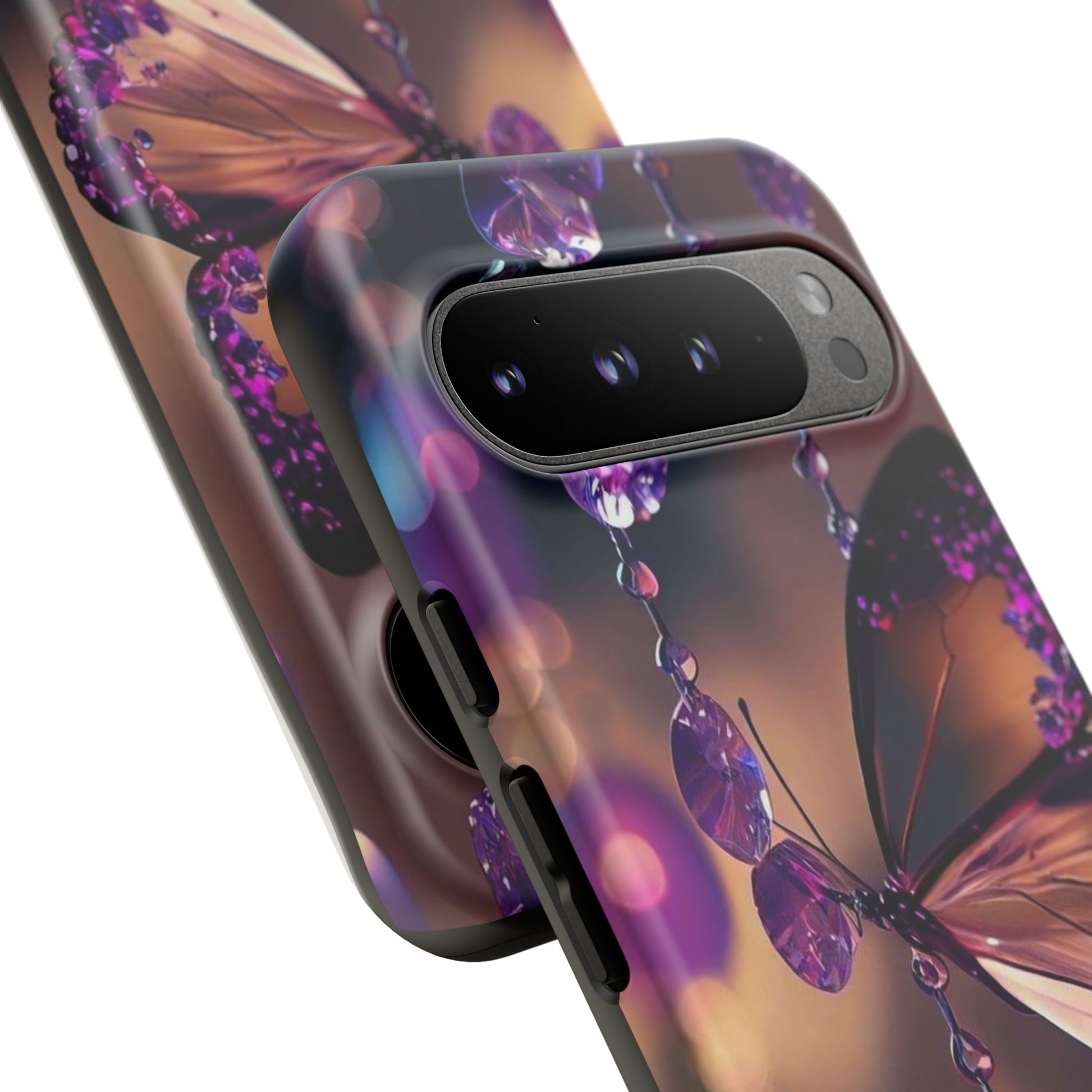 Purple Butterfly Tough Cases for iPhones, Samsung, and Pixel