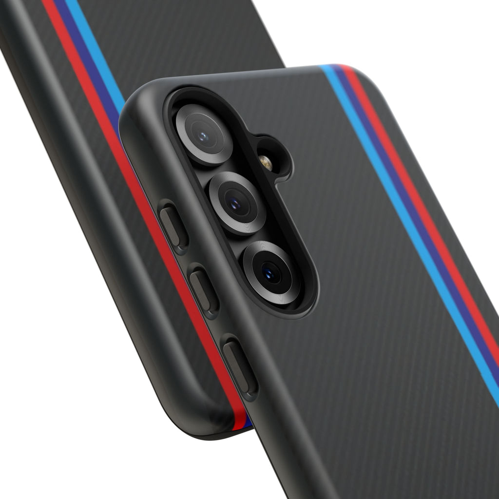 BMW M Stripes Carbon Fiber Design Tough Cases for iPhones, Samsung, and Pixel