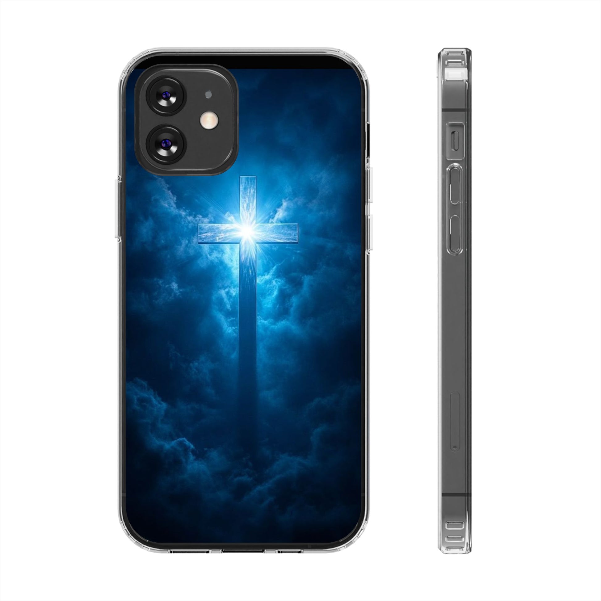 Religious Phone Case, Christian Cross in Clouds Art, Phone Accessories, Samsung