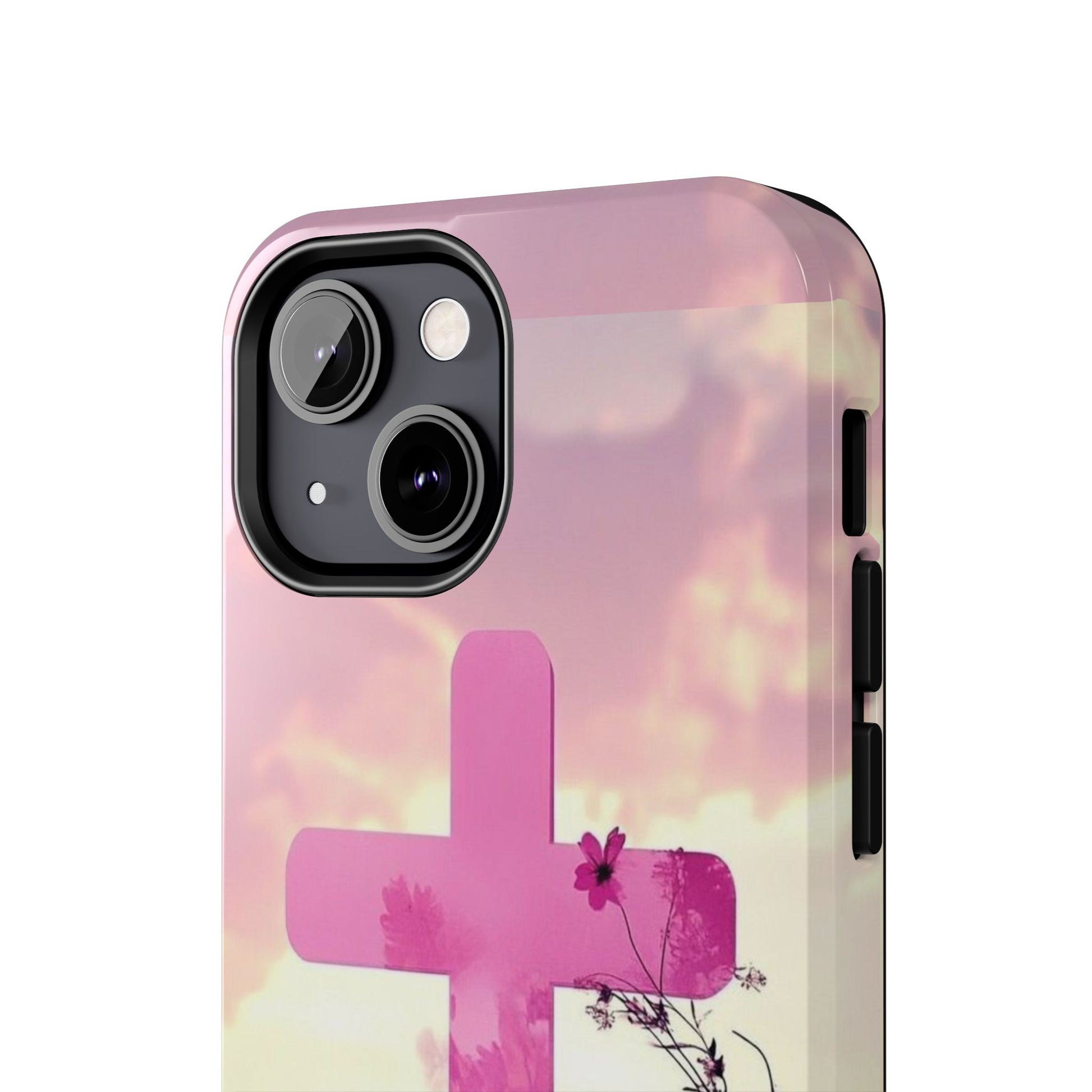 Pink Cross in Field Christian Theme Phone Cases for iPhones & Samsung Phones