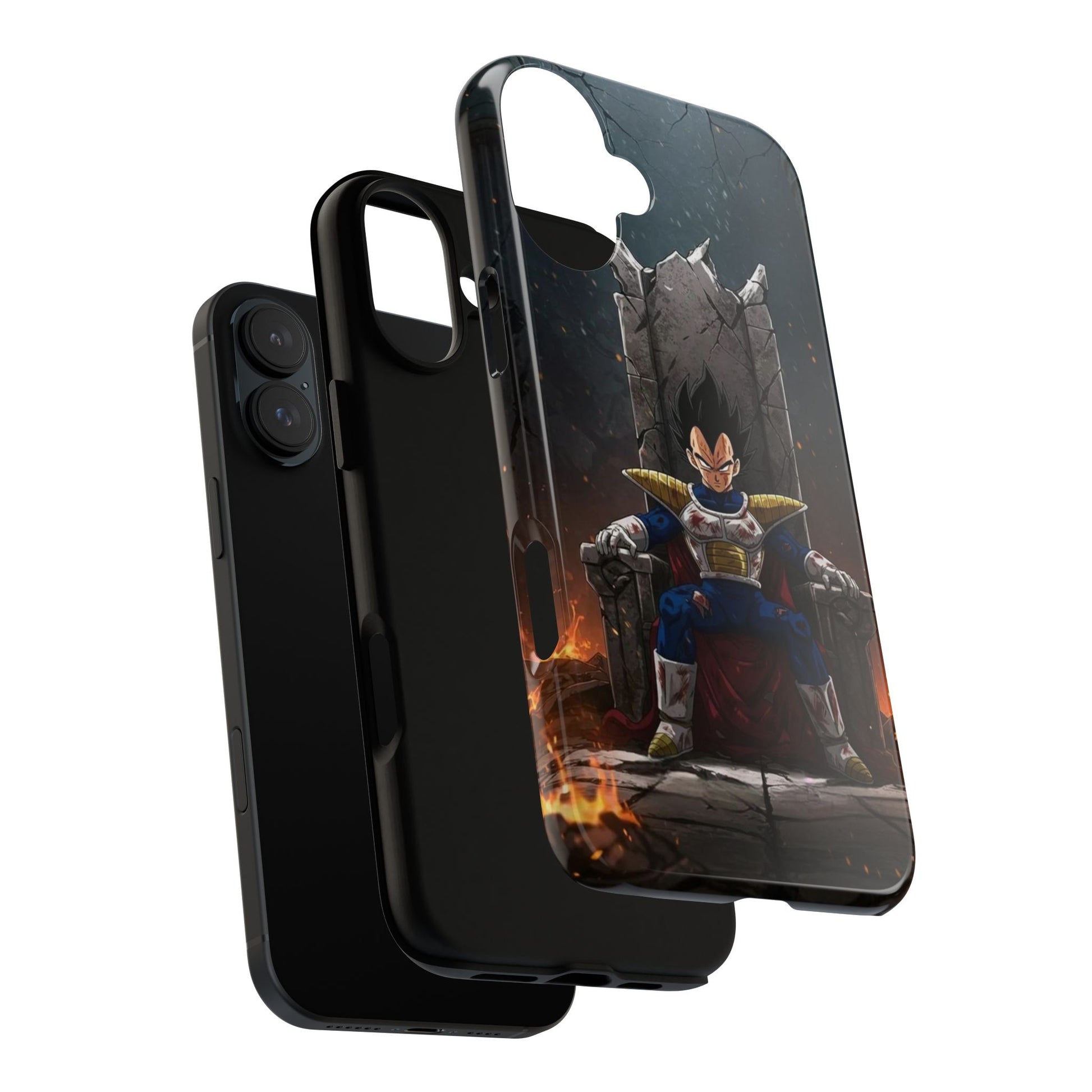 Vegeta on Throne DBZ Theme Tough Cases for iPhones, Samsung, and Pixel