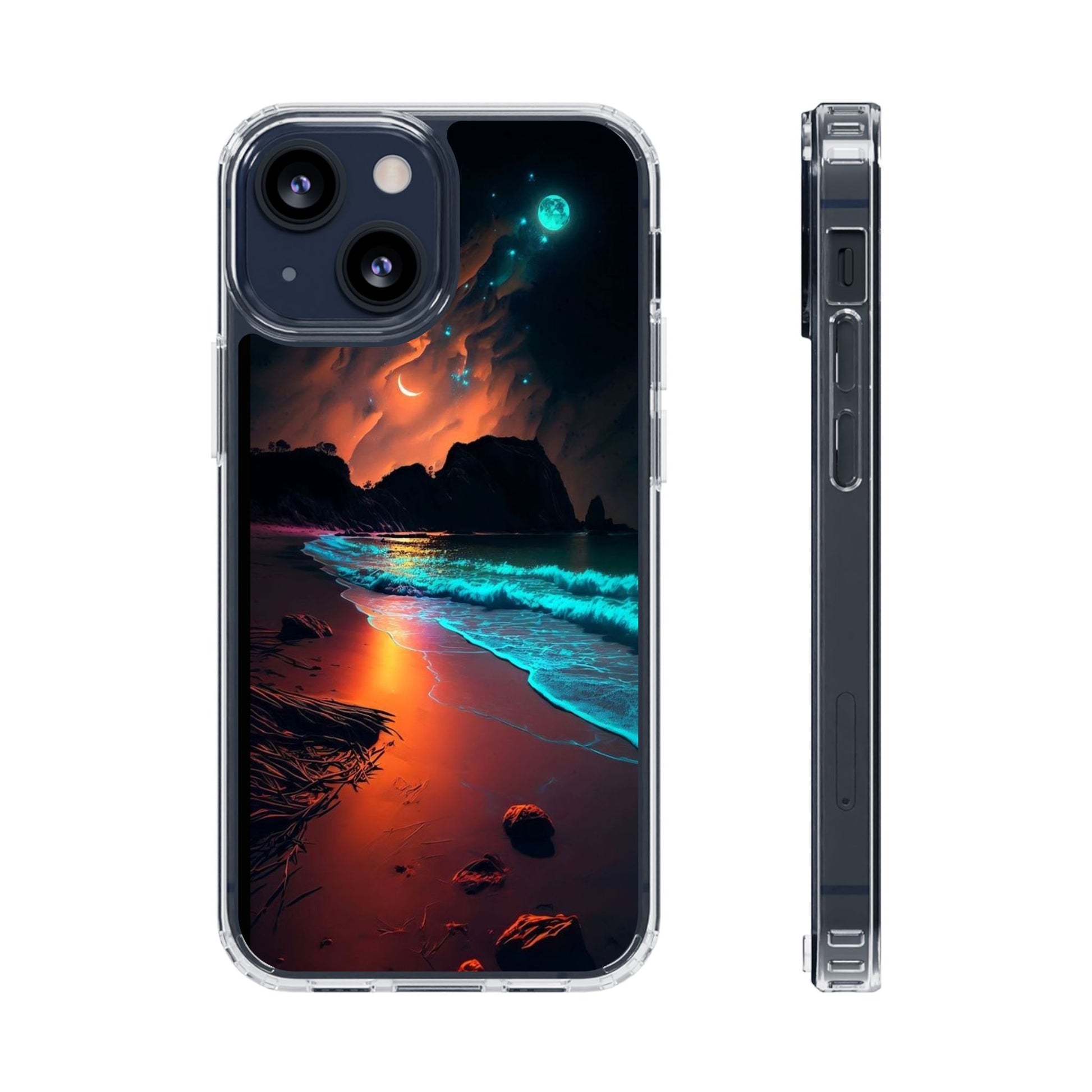 Phone Case, Neon Beach Theme, Iphone Samsung Cover, Clear Phone Cover, Summer