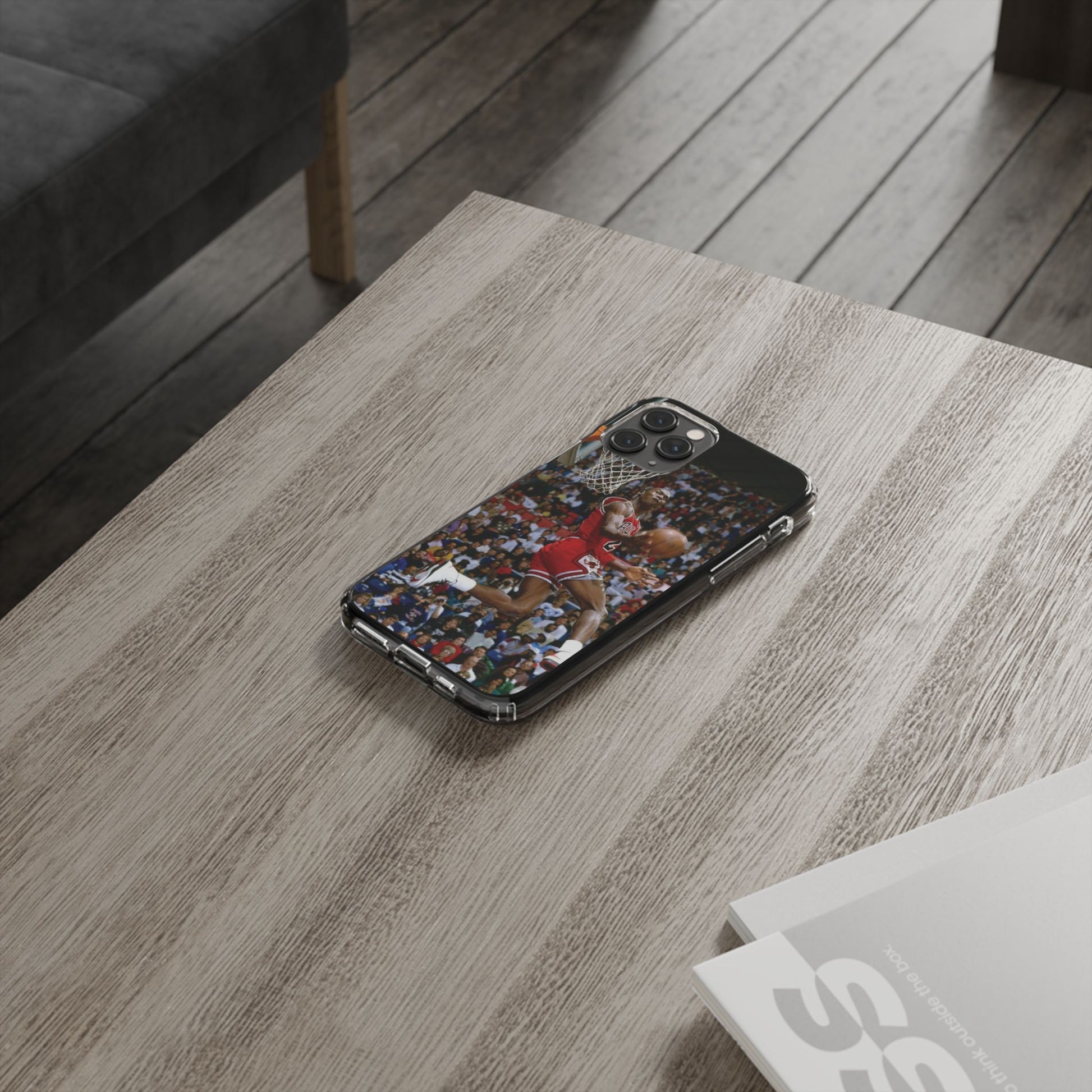 Vintage Jordan Dunk themed Basketball Inspired design Clear Phone Cases