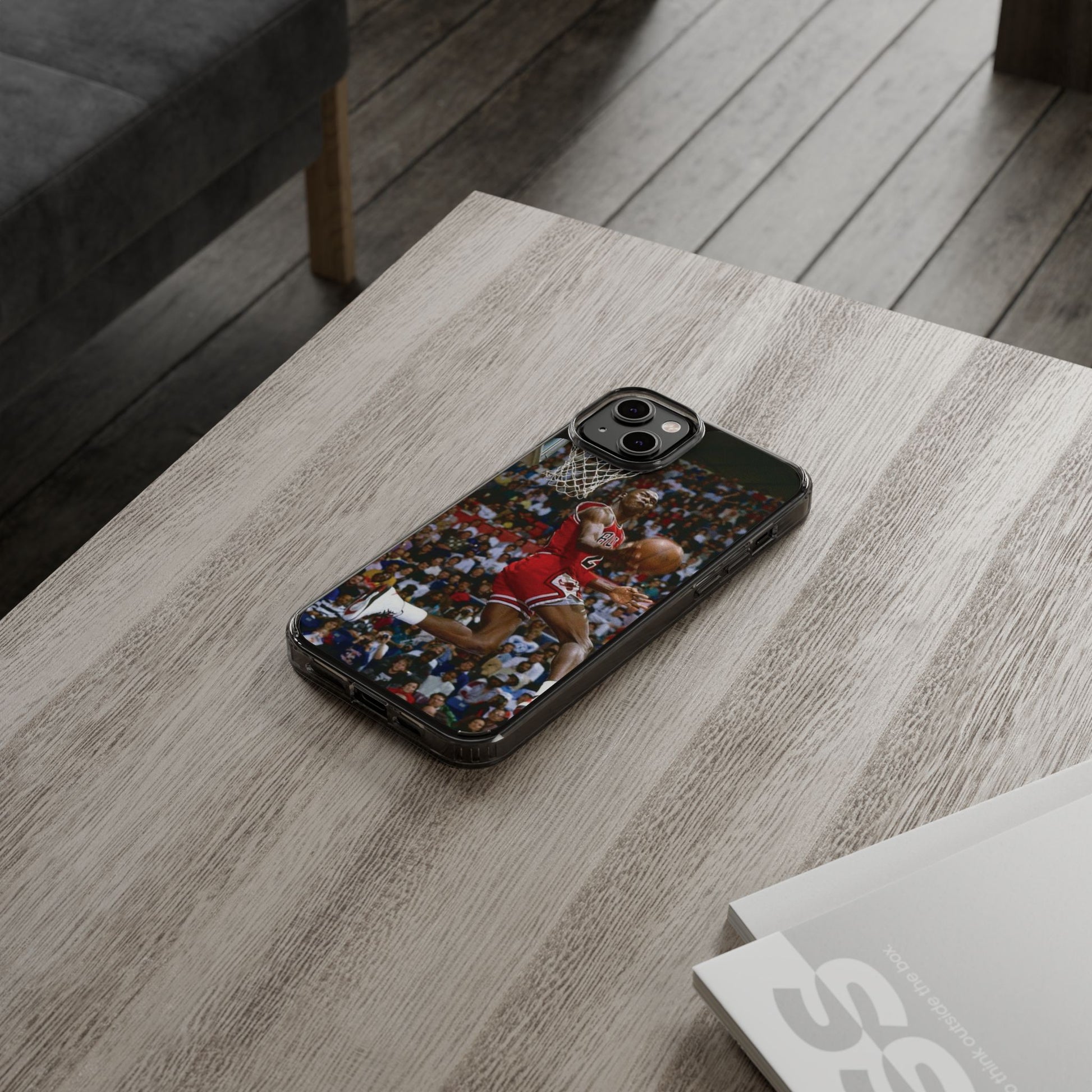 Vintage Jordan Dunk themed Basketball Inspired design Clear Phone Cases