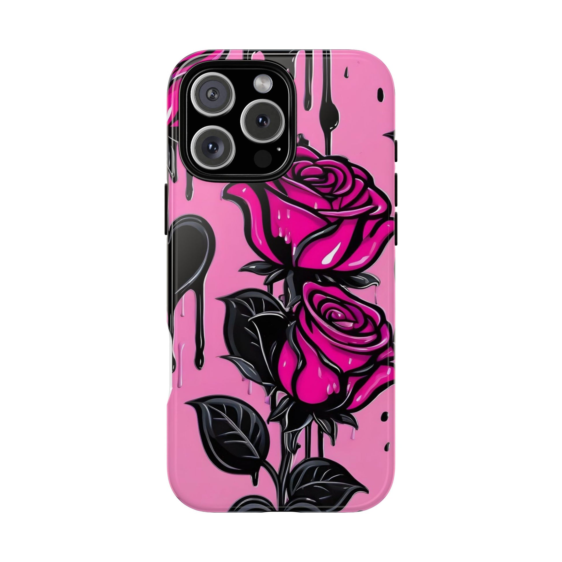 Pink Rose Tough Girly Cases for iPhones, Samsung, and Pixel