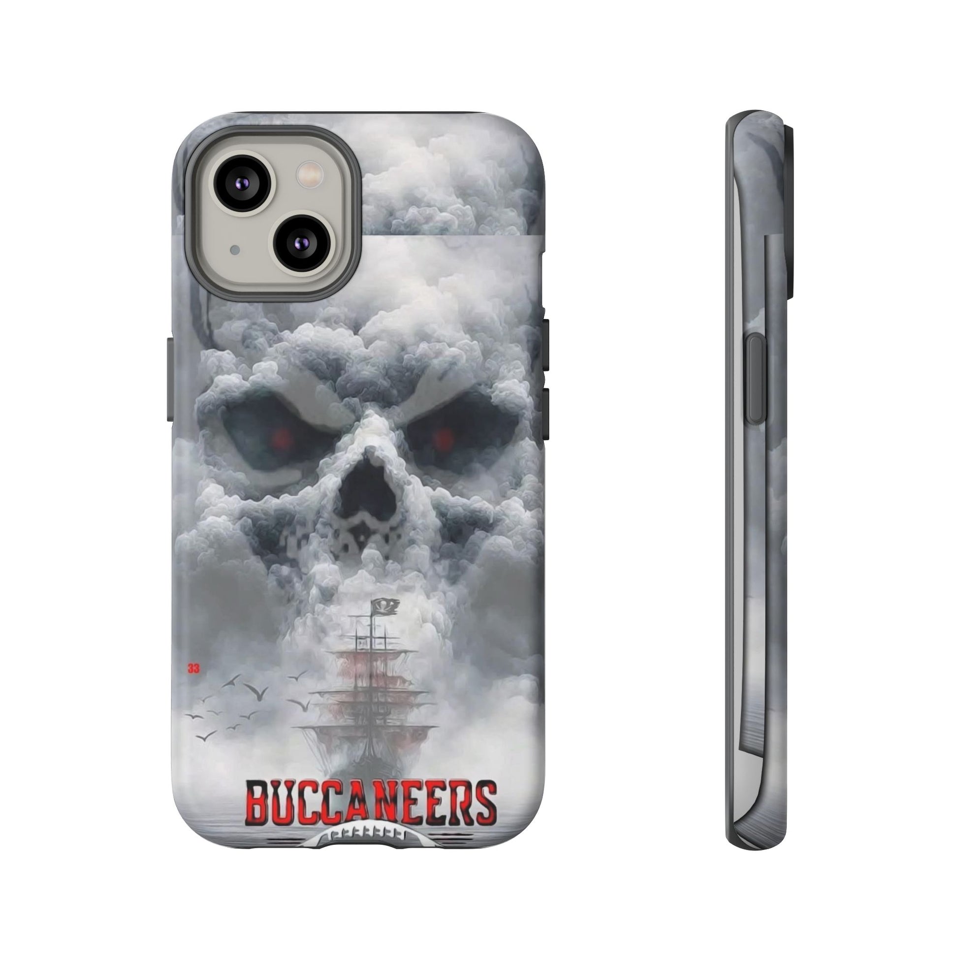 Skull Pirate Ship Football Buccaneers Tough Cases for iPhones, Samsung, and Pixel