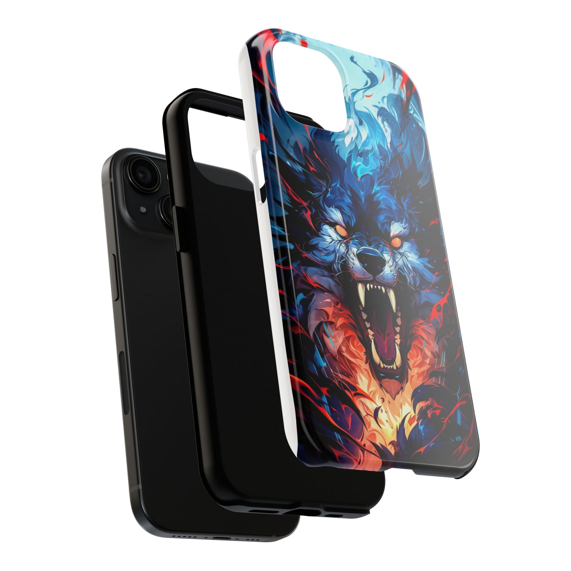 Aggressive Wolf Art Themed Tough Phone Cases for Iphones & Samsung Phones