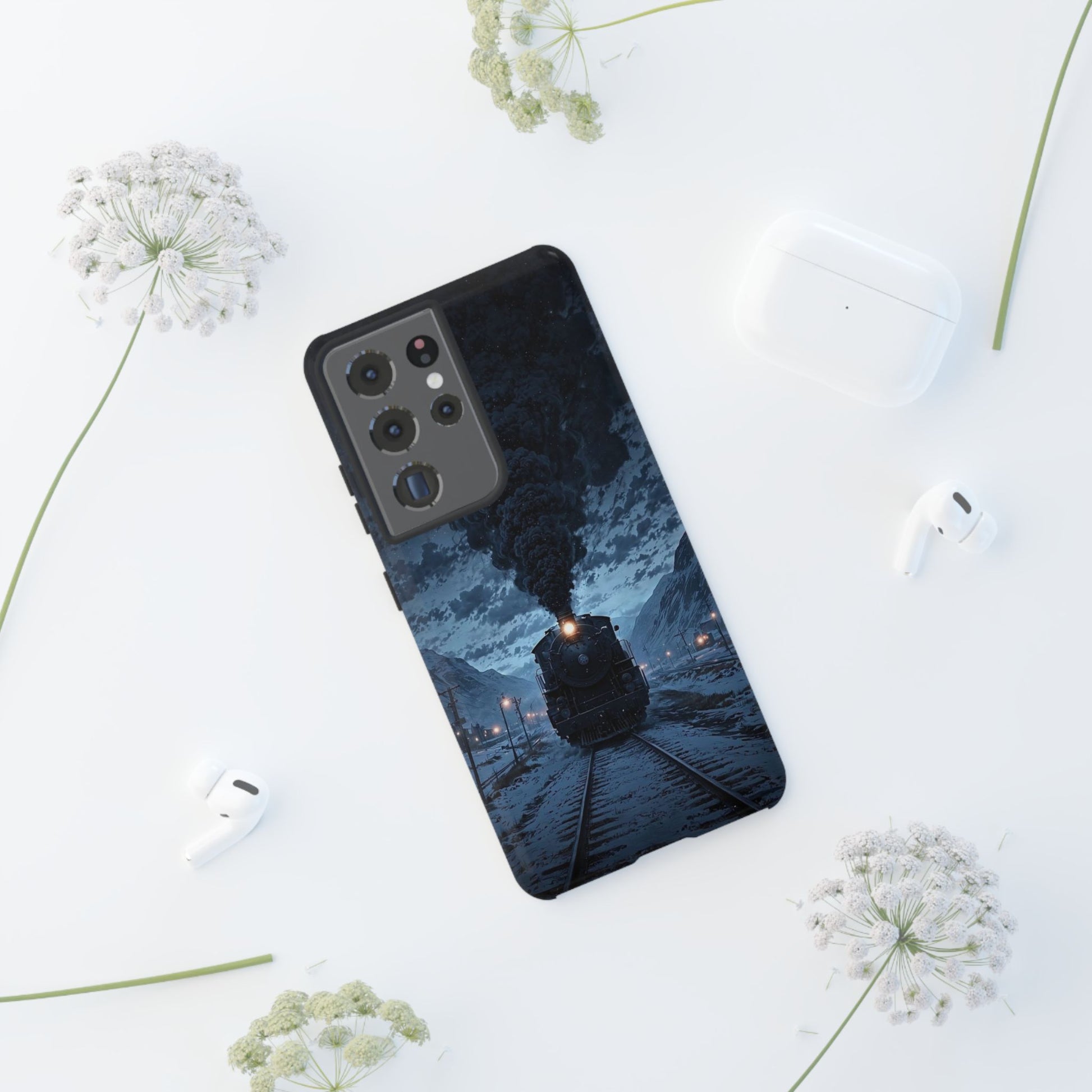 Steam Engine Train Themed Tough Cases for iPhones, Samsung, and Pixel