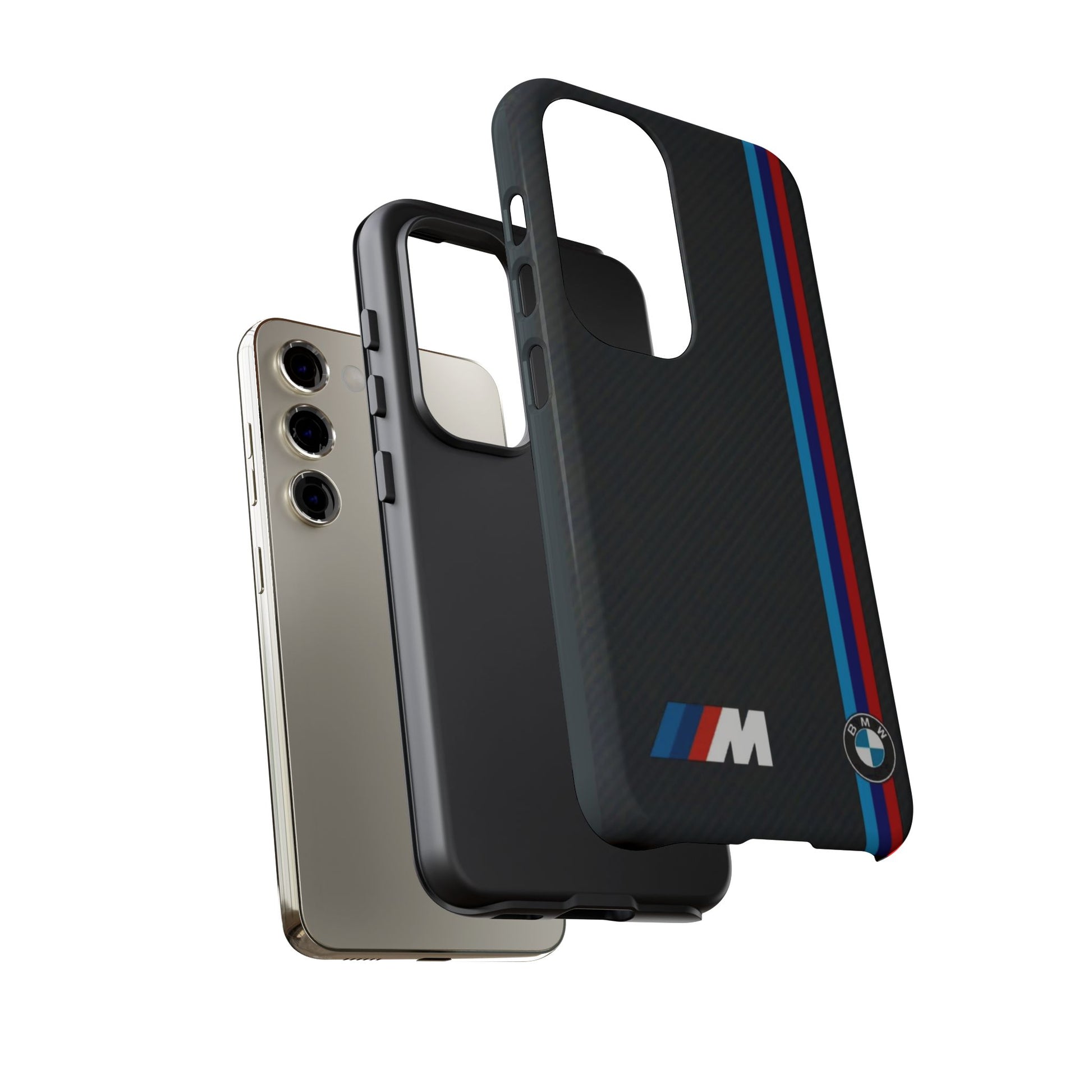 BMW M Stripes Carbon Fiber Design Tough Cases for iPhones, Samsung, and Pixel