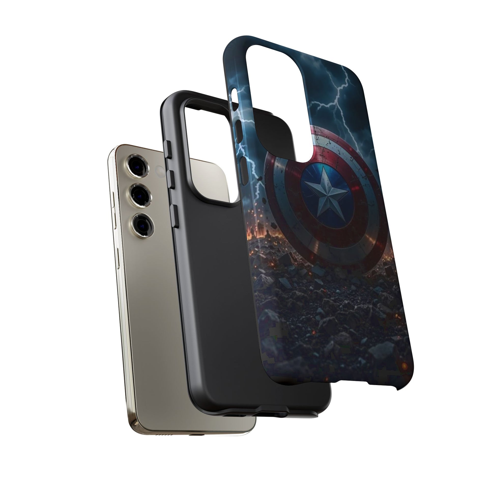 Captain America Shield Tough Cases for iPhones, Samsung, and Pixel