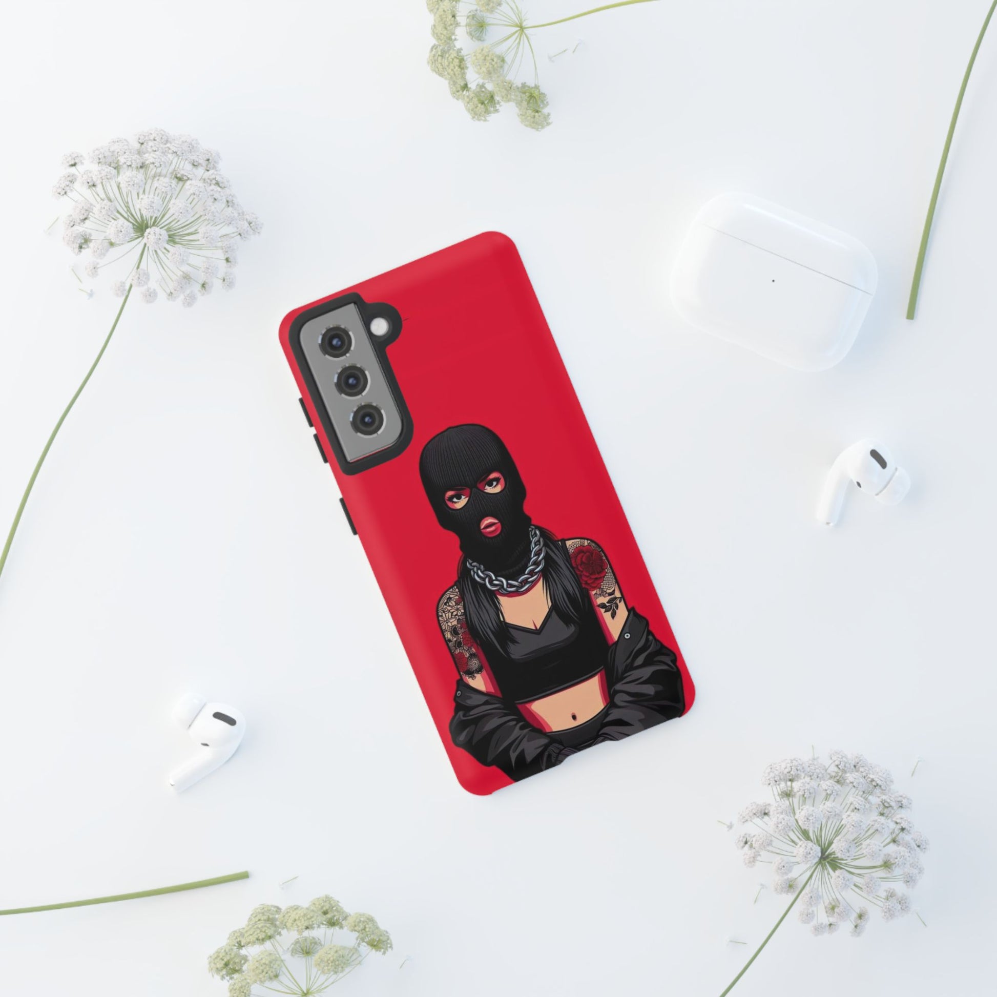 Thug Girl Red Design Tough Cases for iPhones, Samsung, and Pixel