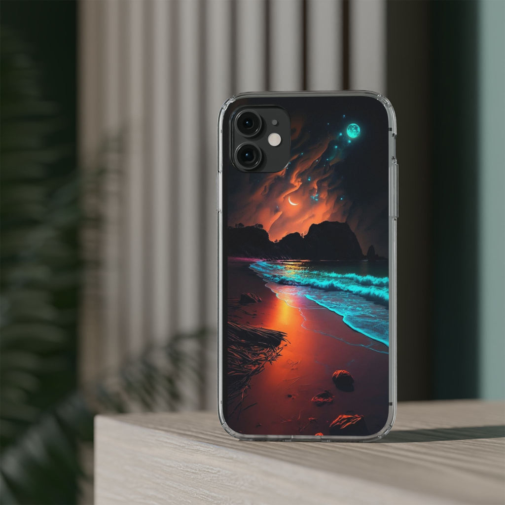 Phone Case, Neon Beach Theme, Iphone Samsung Cover, Clear Phone Cover, Summer