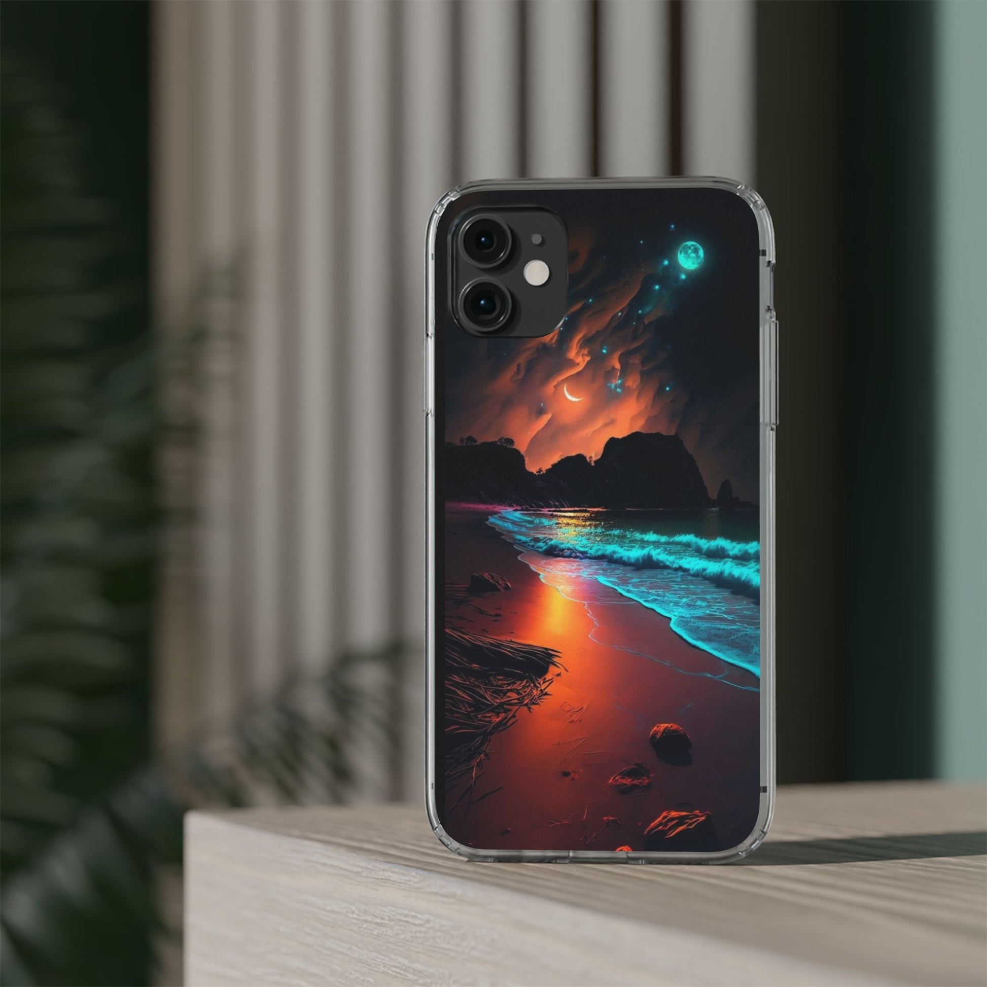 Phone Case, Neon Beach Theme, Iphone Samsung Cover, Clear Phone Cover, Summer