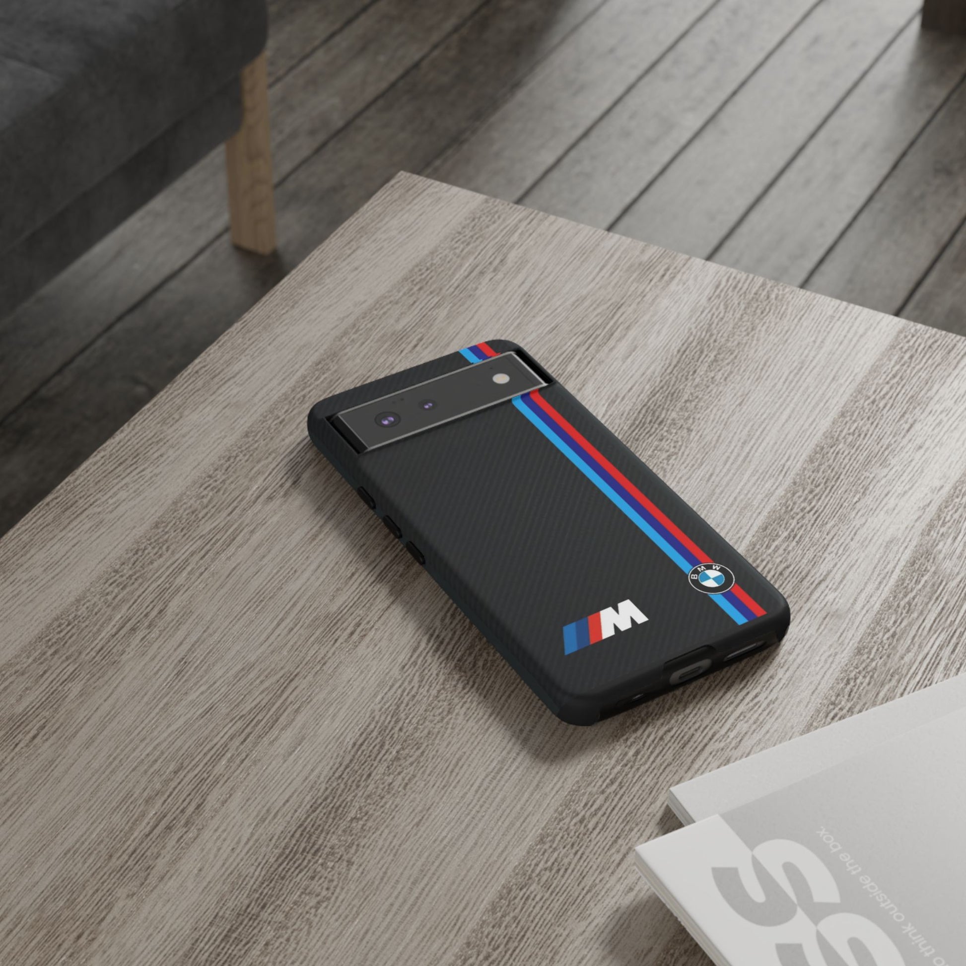 BMW M Stripes Carbon Fiber Design Tough Cases for iPhones, Samsung, and Pixel