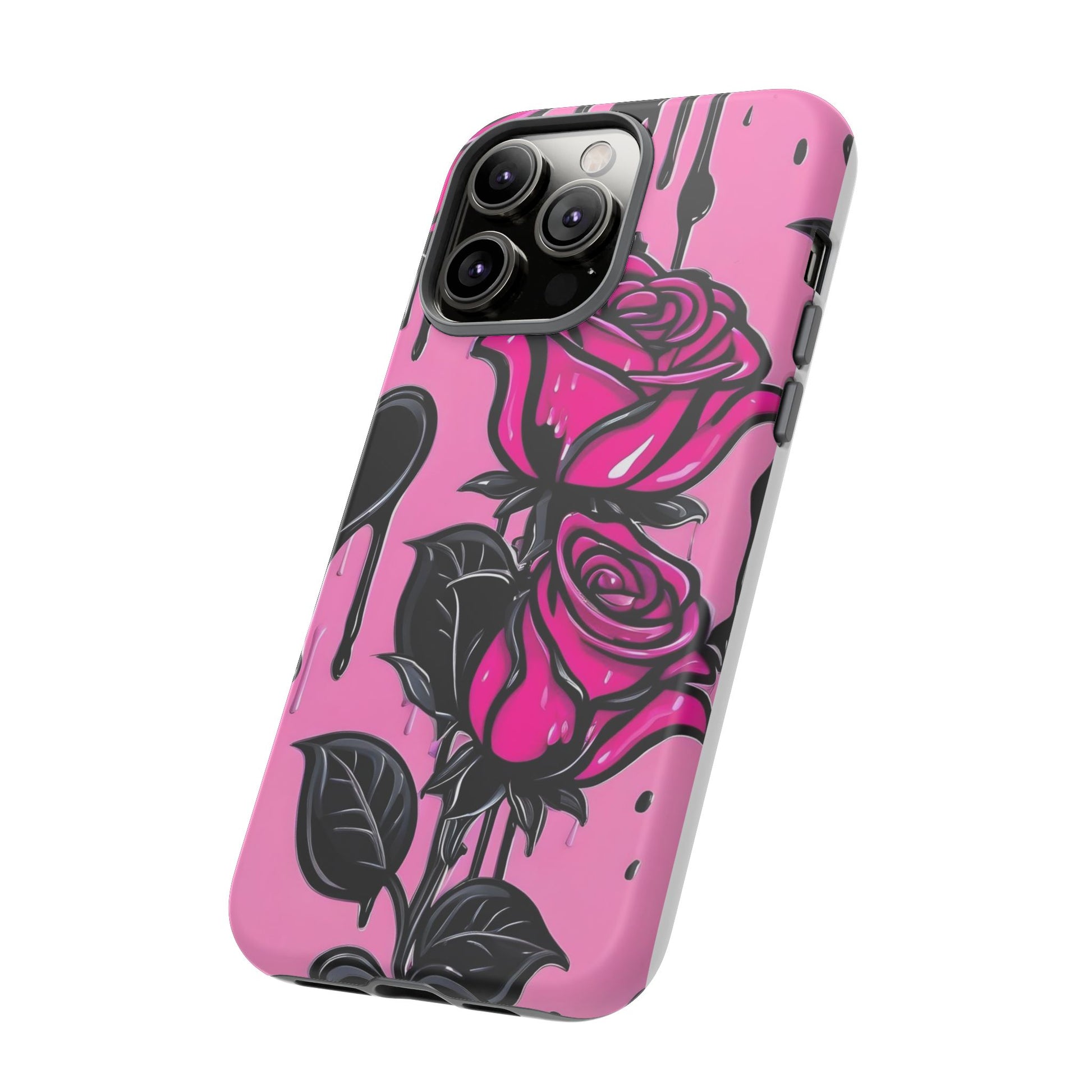 Pink Rose Tough Girly Cases for iPhones, Samsung, and Pixel