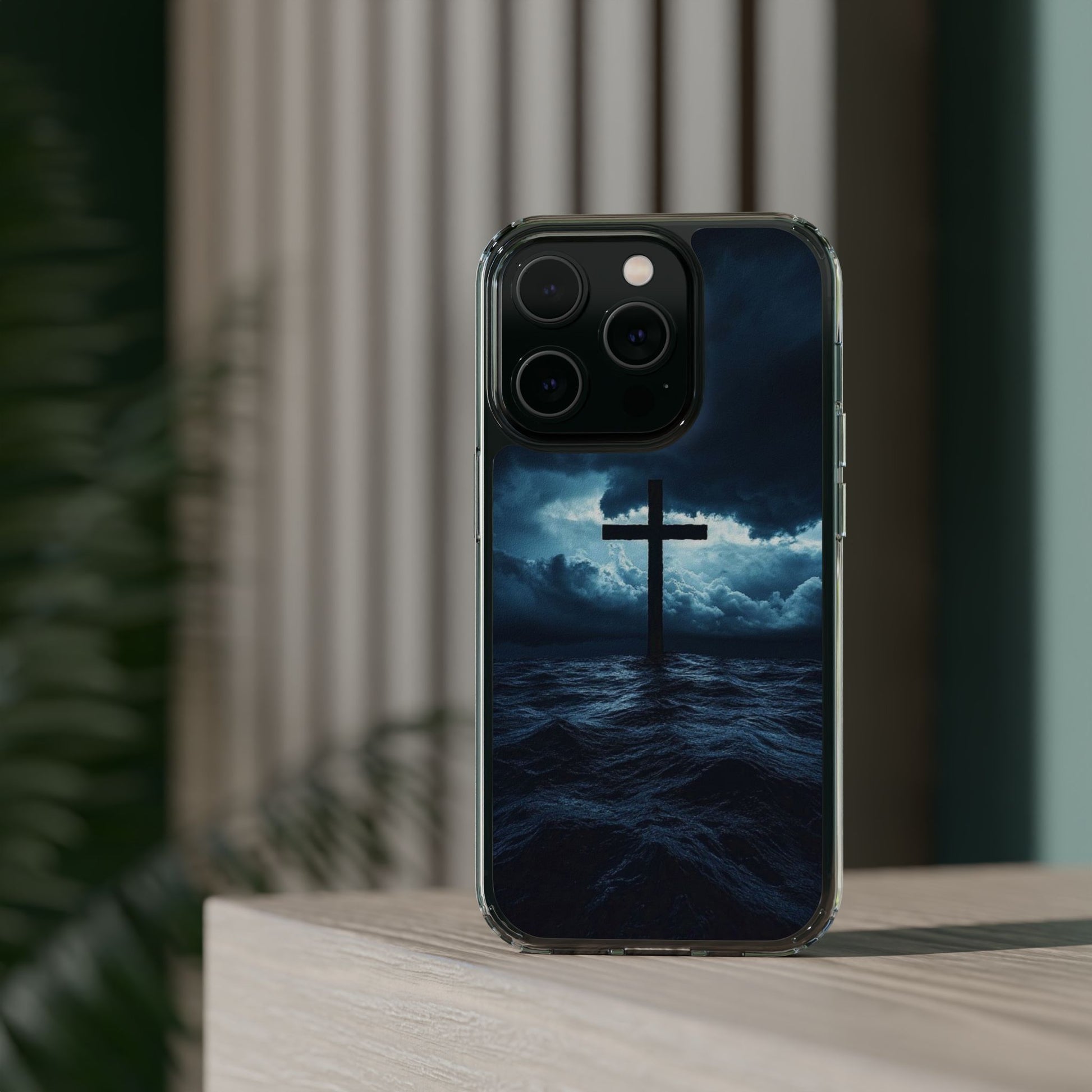 Christian Cross Storm Clear Case - Religious iPhone Samsung Cover, Faith Phone