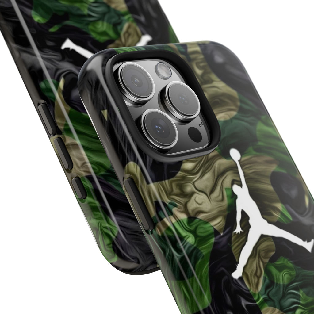 Green camouflage Jumpman Theme Phone Cases for Iphones & Samsung Phones