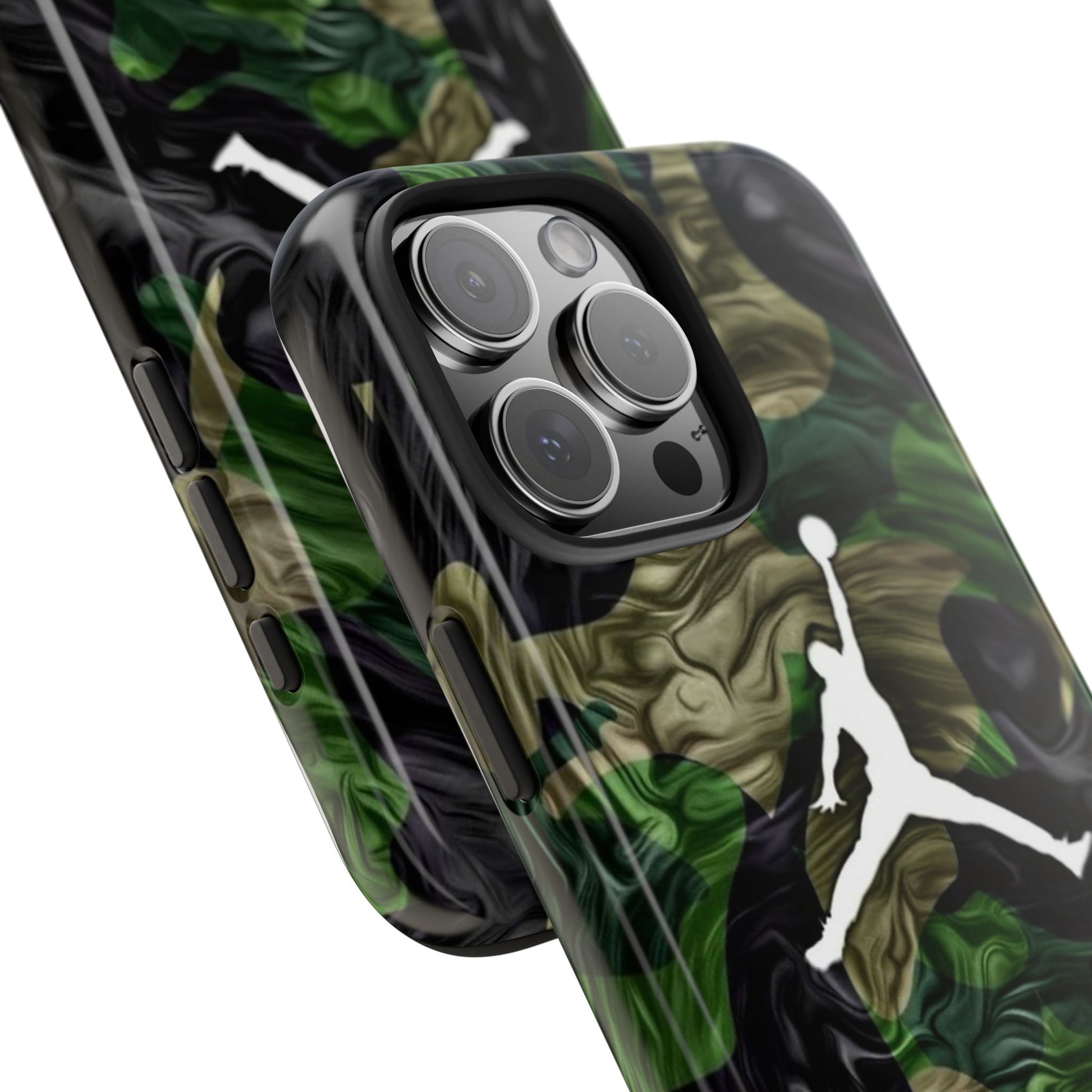 Green camouflage Jumpman Theme Phone Cases for Iphones & Samsung Phones