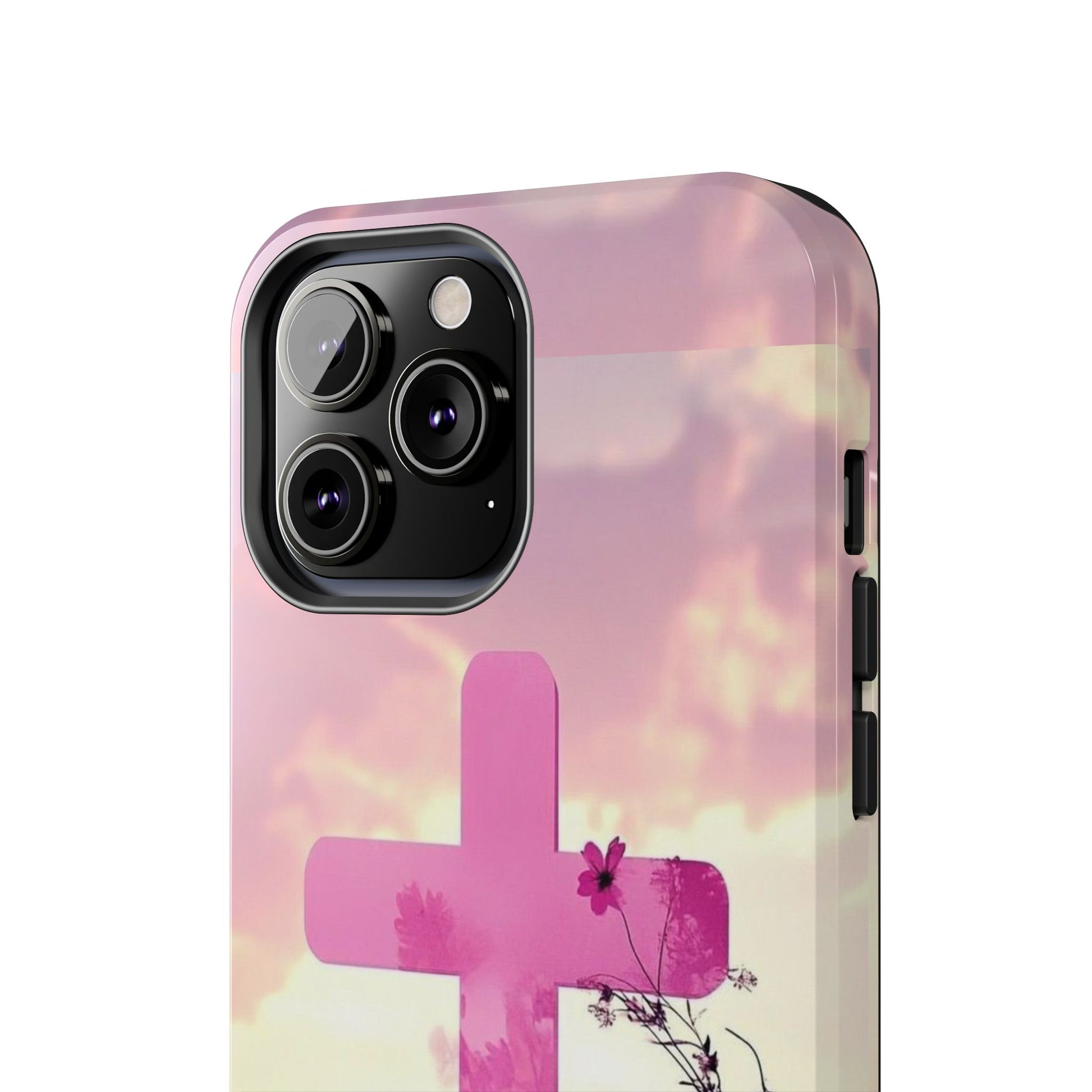 Pink Cross in Field Christian Theme Phone Cases for iPhones & Samsung Phones