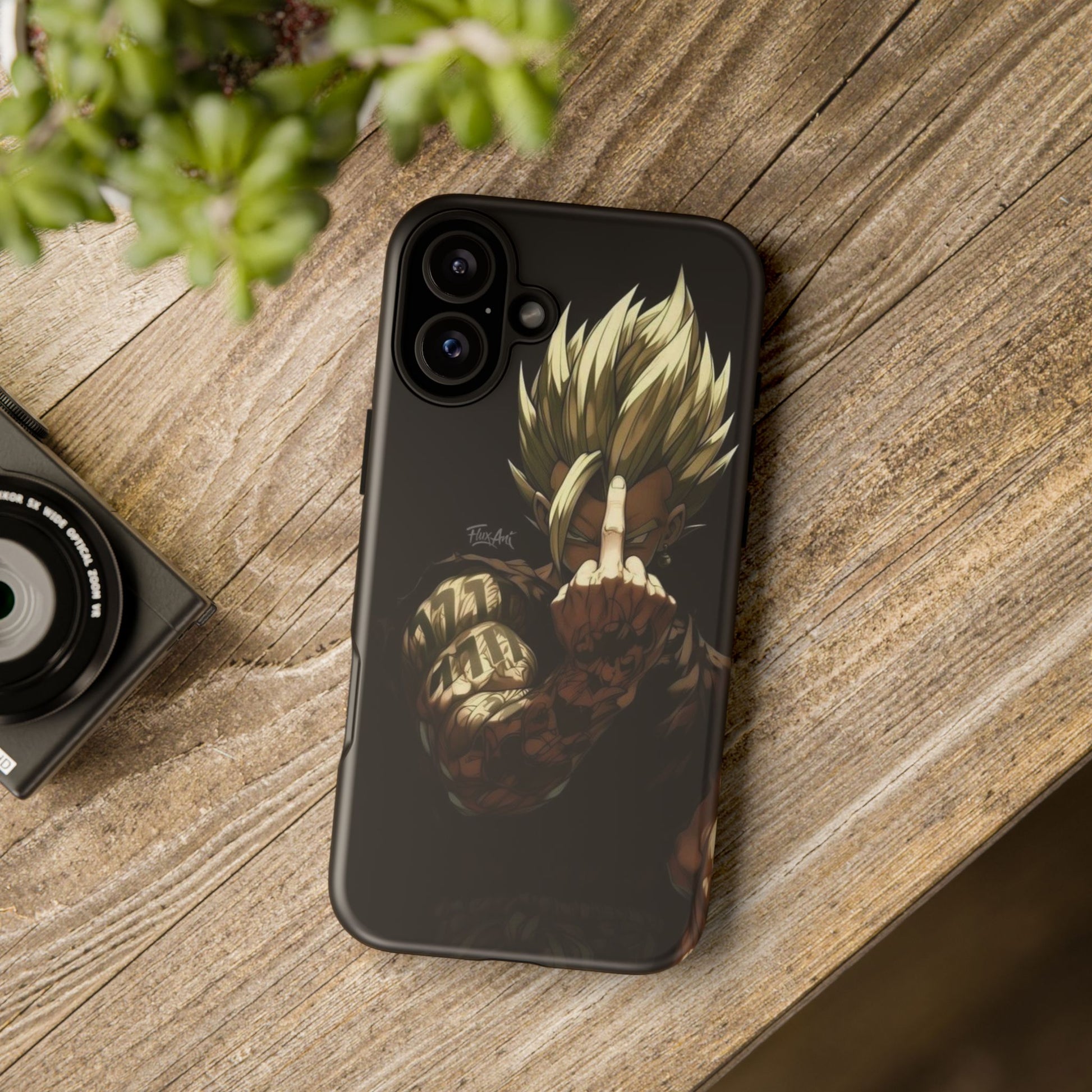 Middle Finger SS Goku Dragon Ball Z Tough Cases for iPhones, Samsung, and Pixel