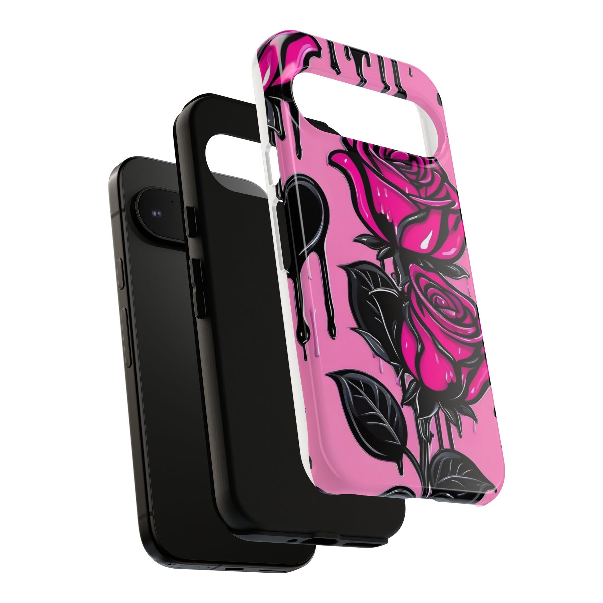 Pink Rose Tough Girly Cases for iPhones, Samsung, and Pixel