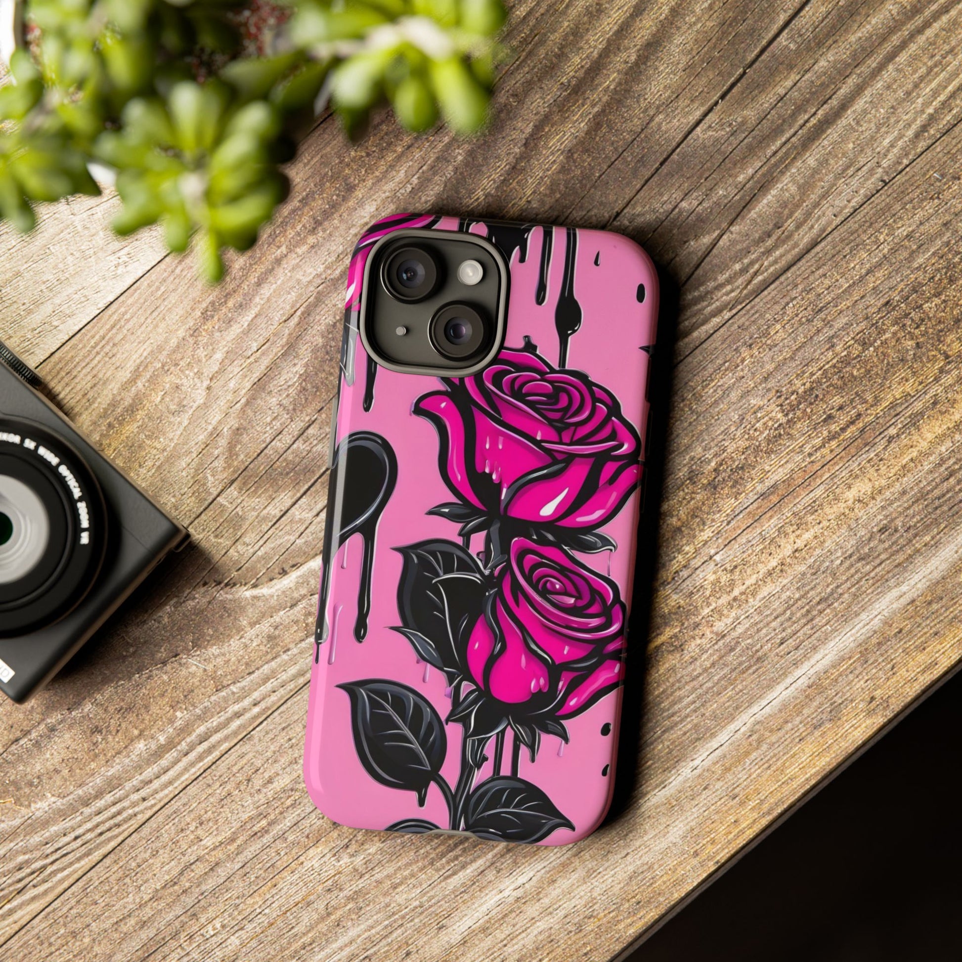 Pink Rose Tough Girly Cases for iPhones, Samsung, and Pixel