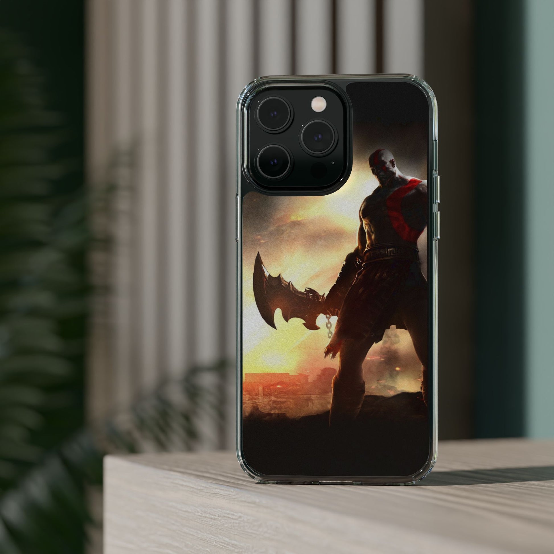 Phone Case, Gaming Inspired War God Clear Case for Gamers, PS4 Fans,