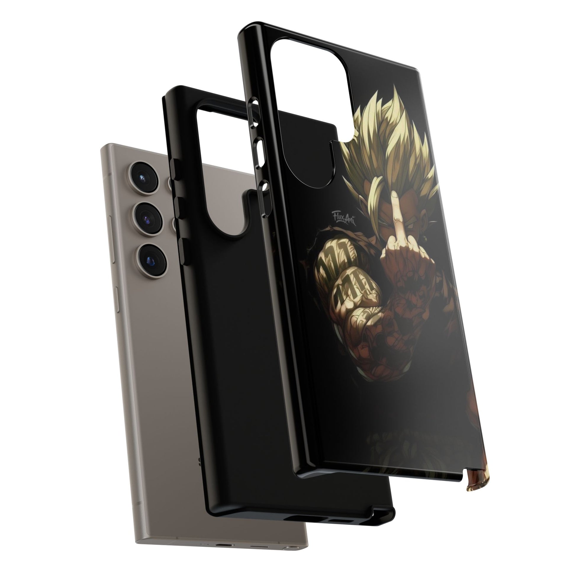 Middle Finger SS Goku Dragon Ball Z Tough Cases for iPhones, Samsung, and Pixel