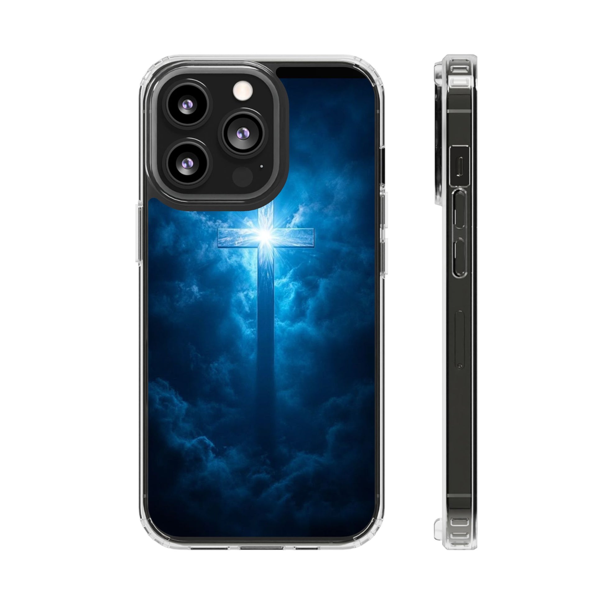 Religious Phone Case, Christian Cross in Clouds Art, Phone Accessories, Samsung