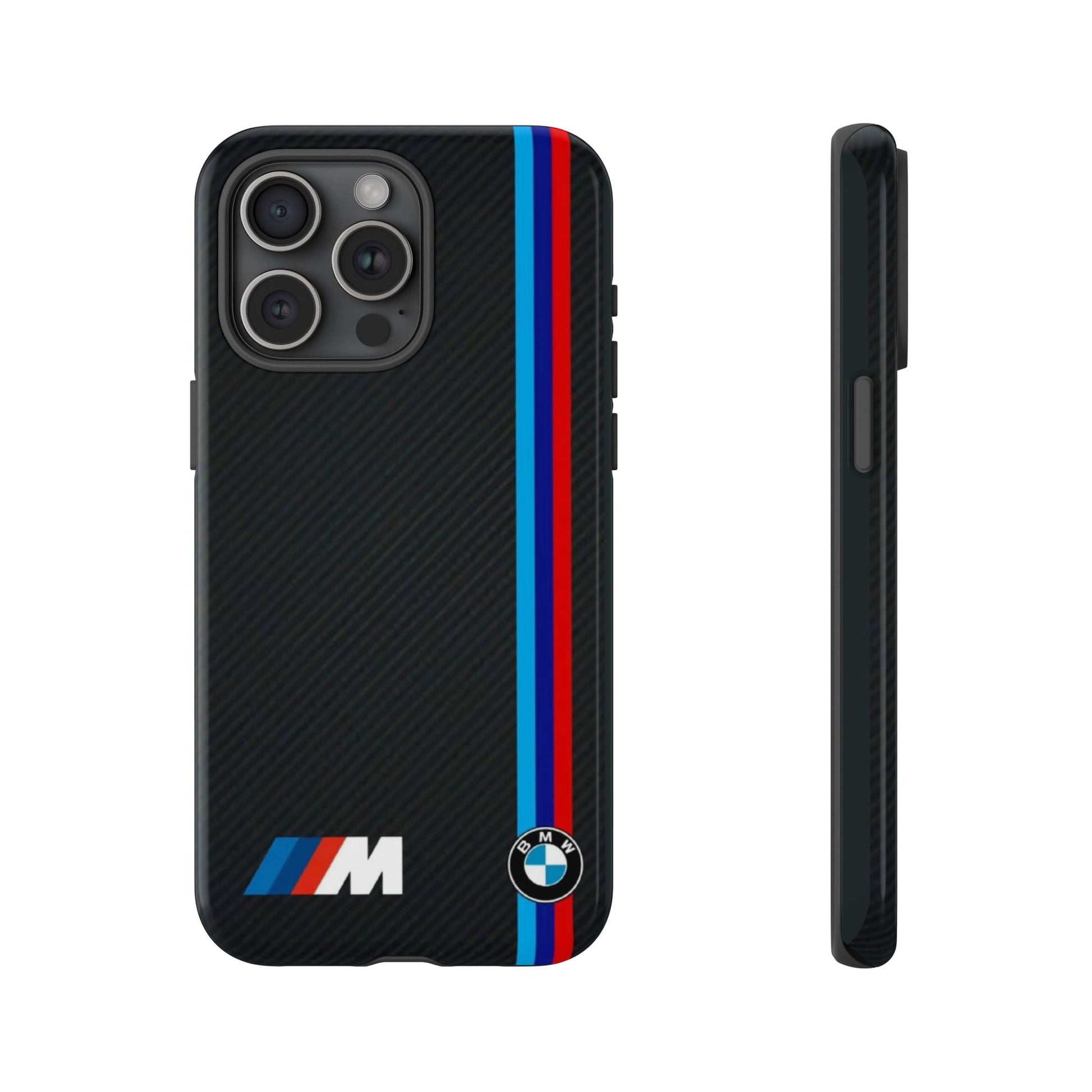 BMW M Stripes Carbon Fiber Design Tough Cases for iPhones, Samsung, and Pixel